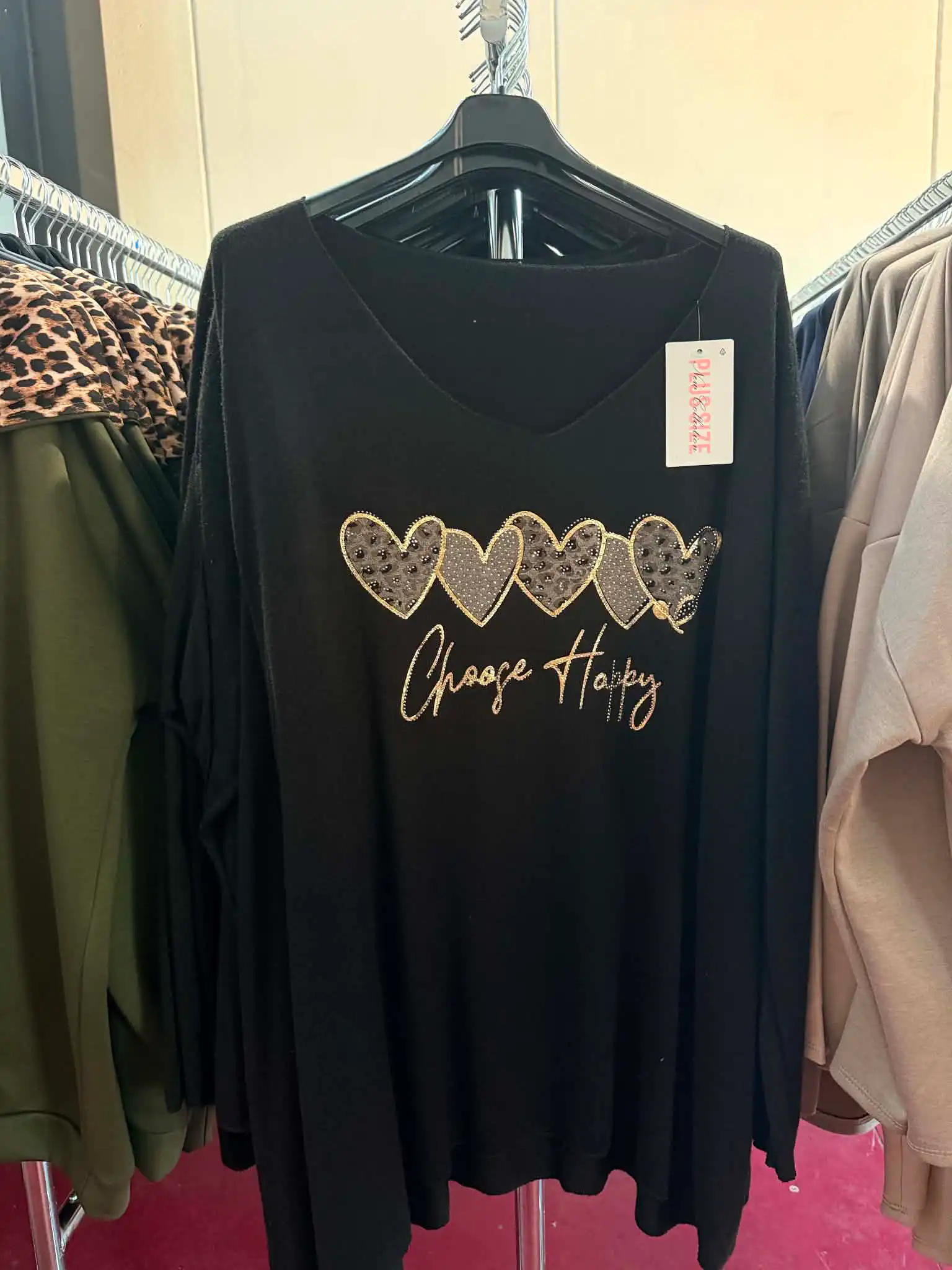 Langarm‑Shirt mit V‑Ausschnitt