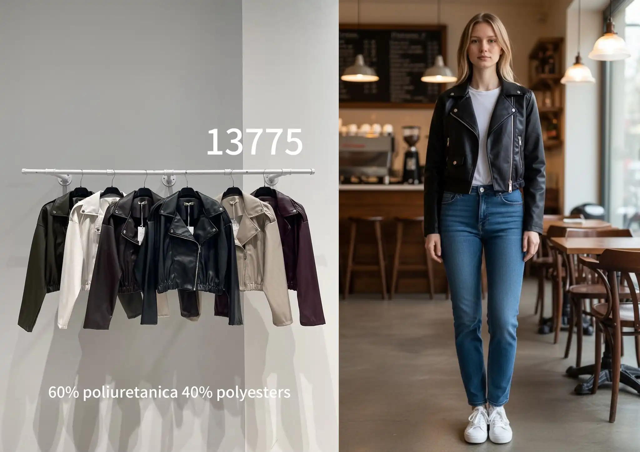 Kurze Bikerjacke aus Kunstleder