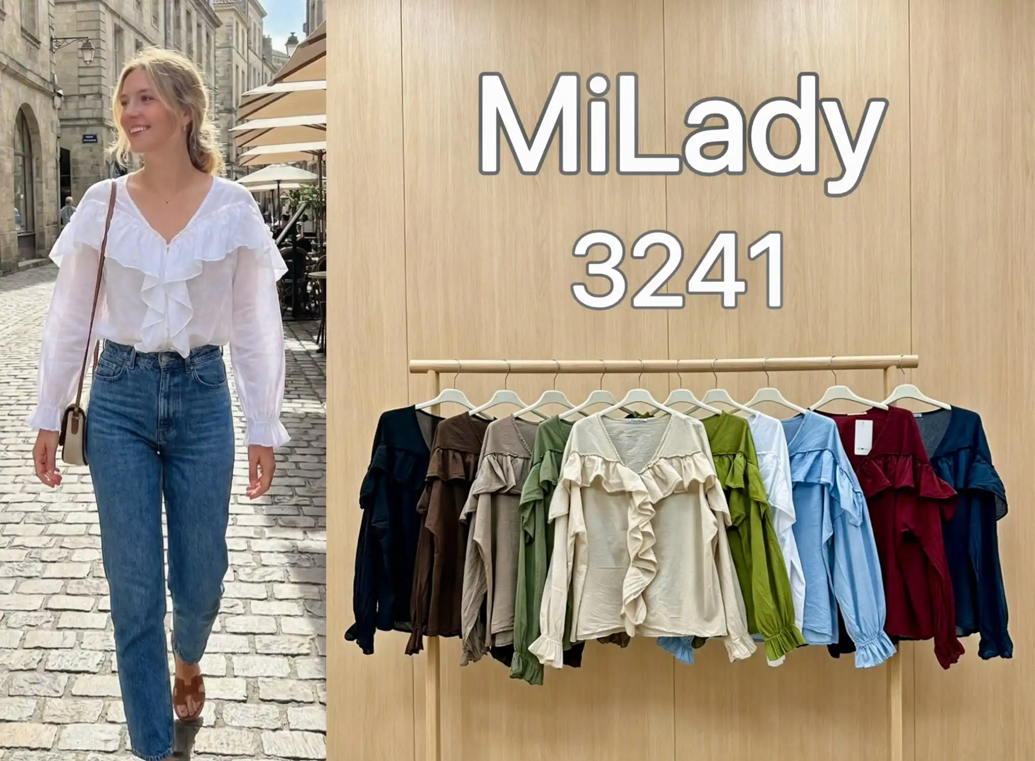 Bluse mit Rüschendetail vorn