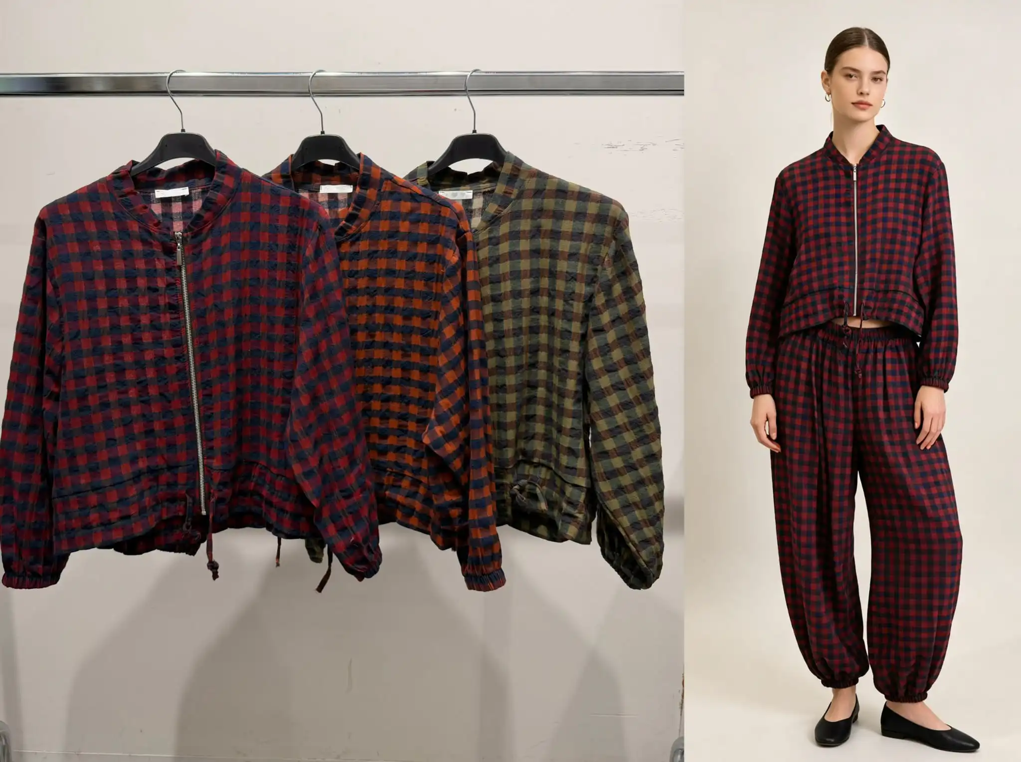 Karierter Lässiger Set
