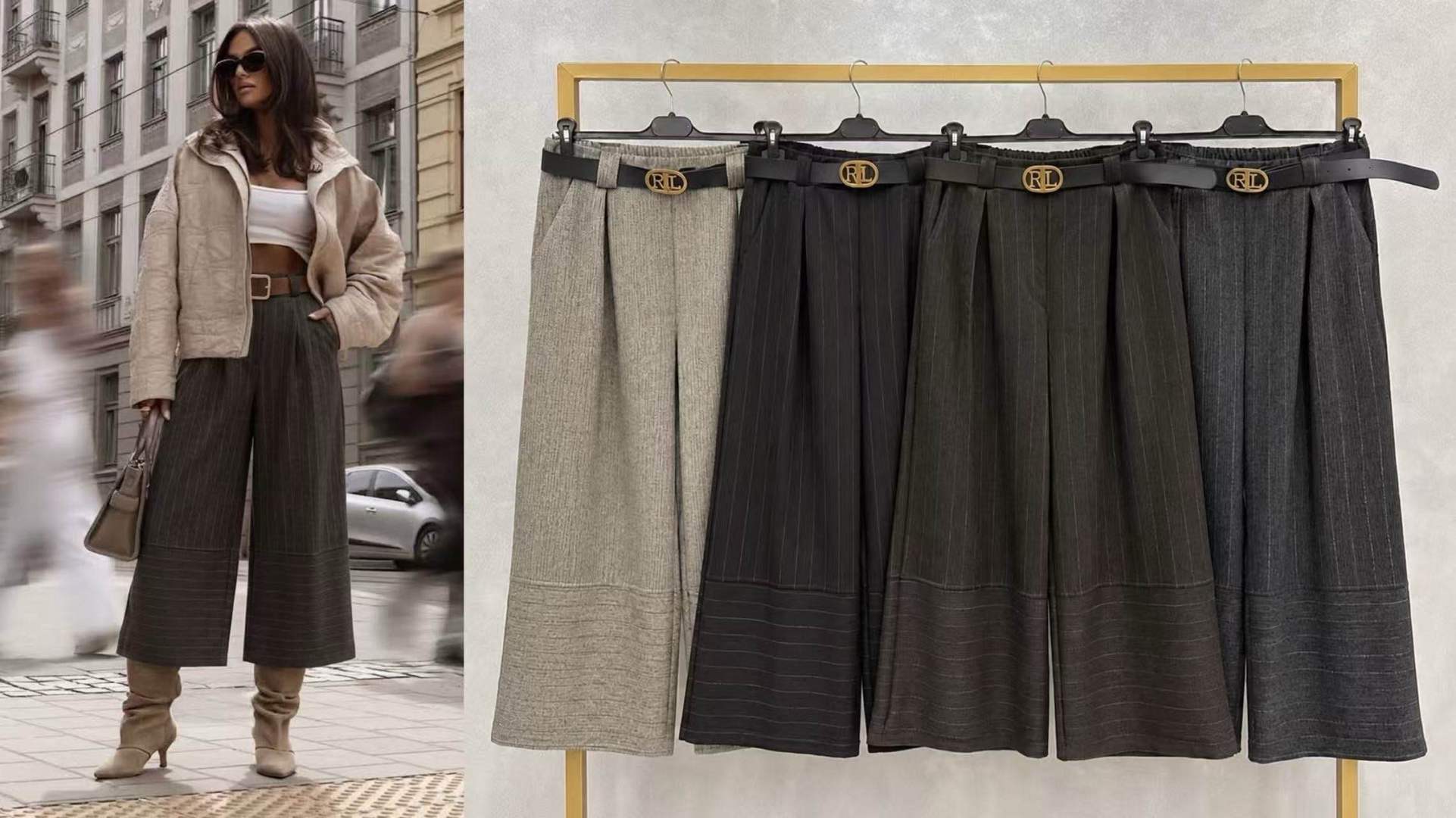 Weite Culotte-Hose mit Falten