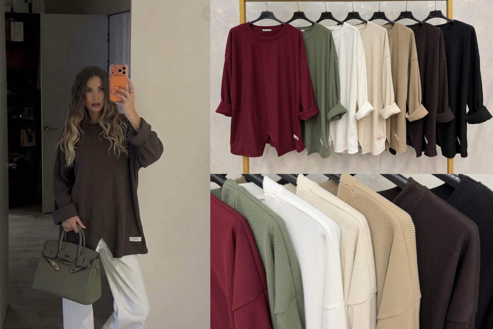 Oversize-gerippte Bluse