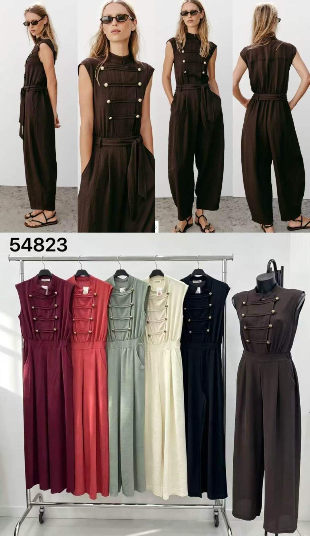 Jumpsuit mit weitem Bein und Stehkragen
