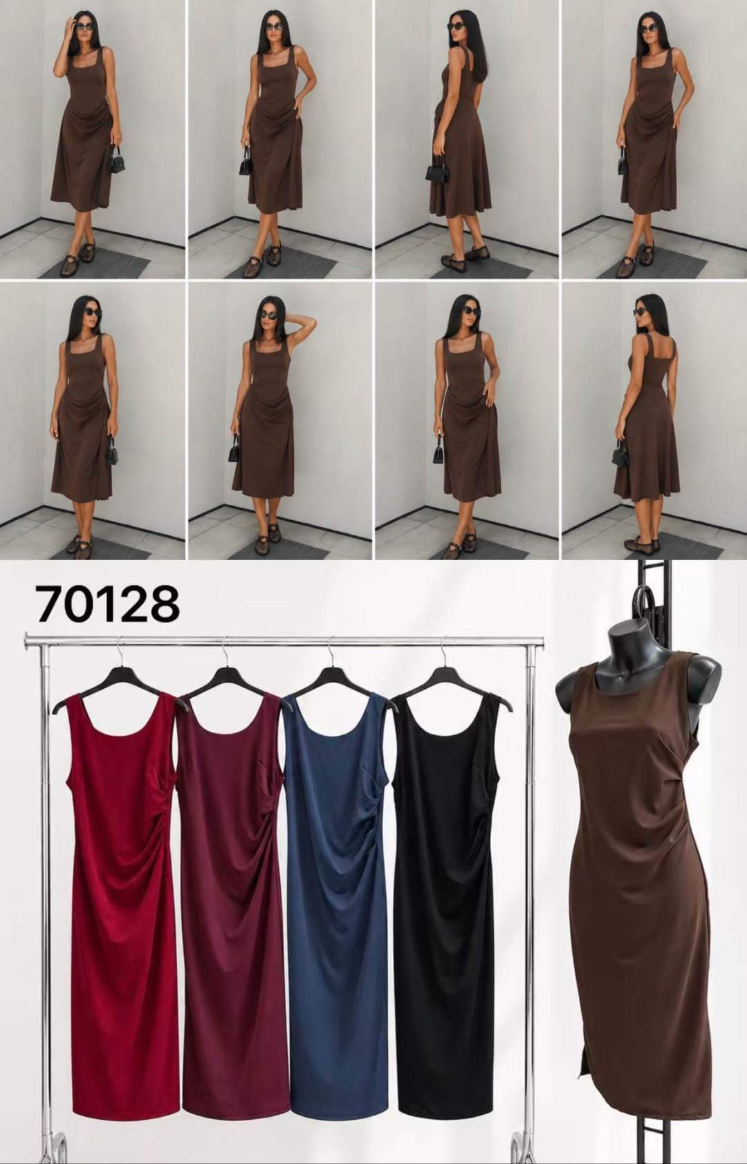 Midi-Kleid mit quadratischem Ausschnitt