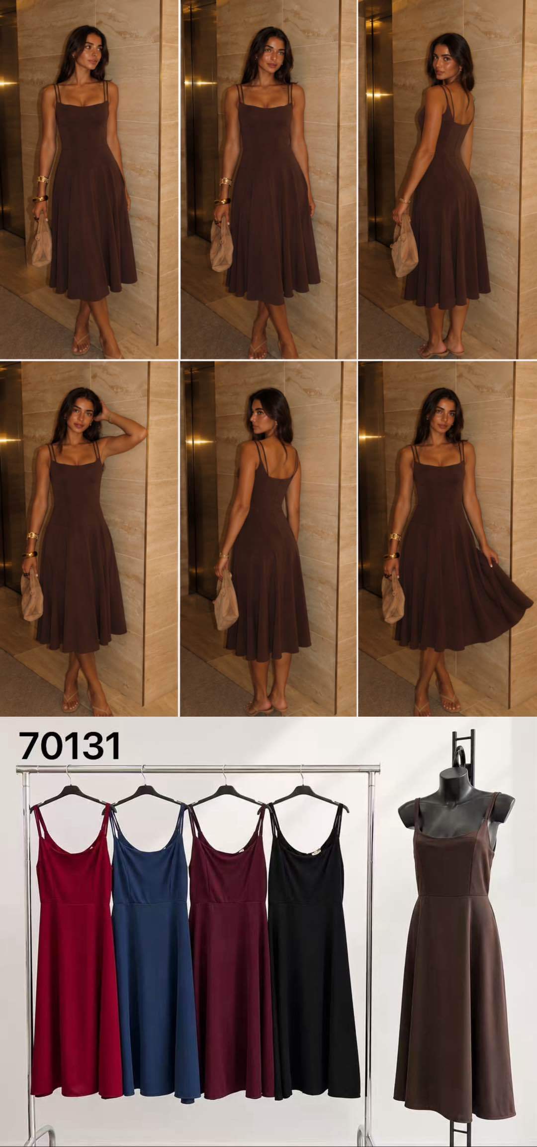 Midi-Kleid mit quadratischem Ausschnitt