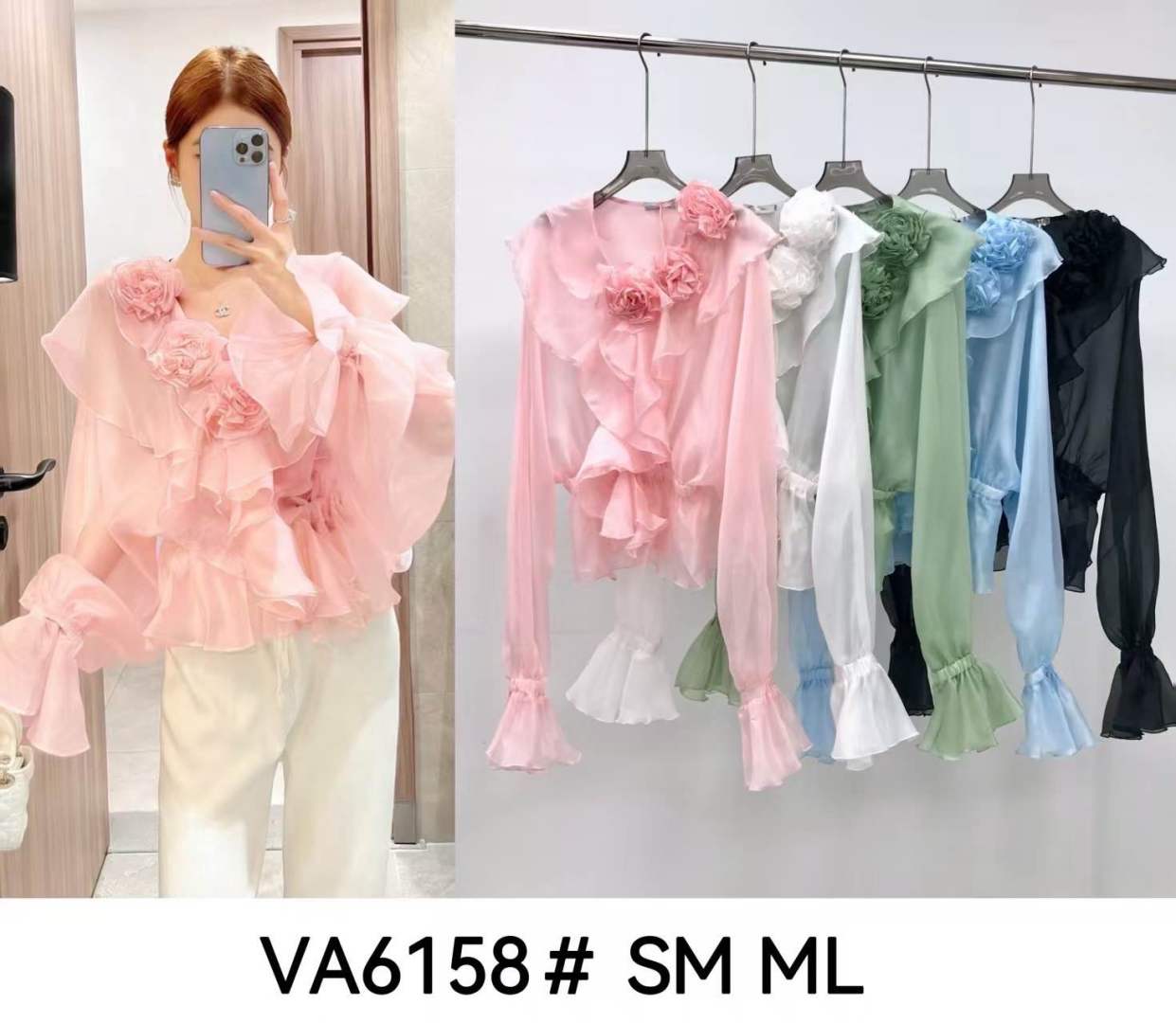 Bluse mit Volants und Schleife