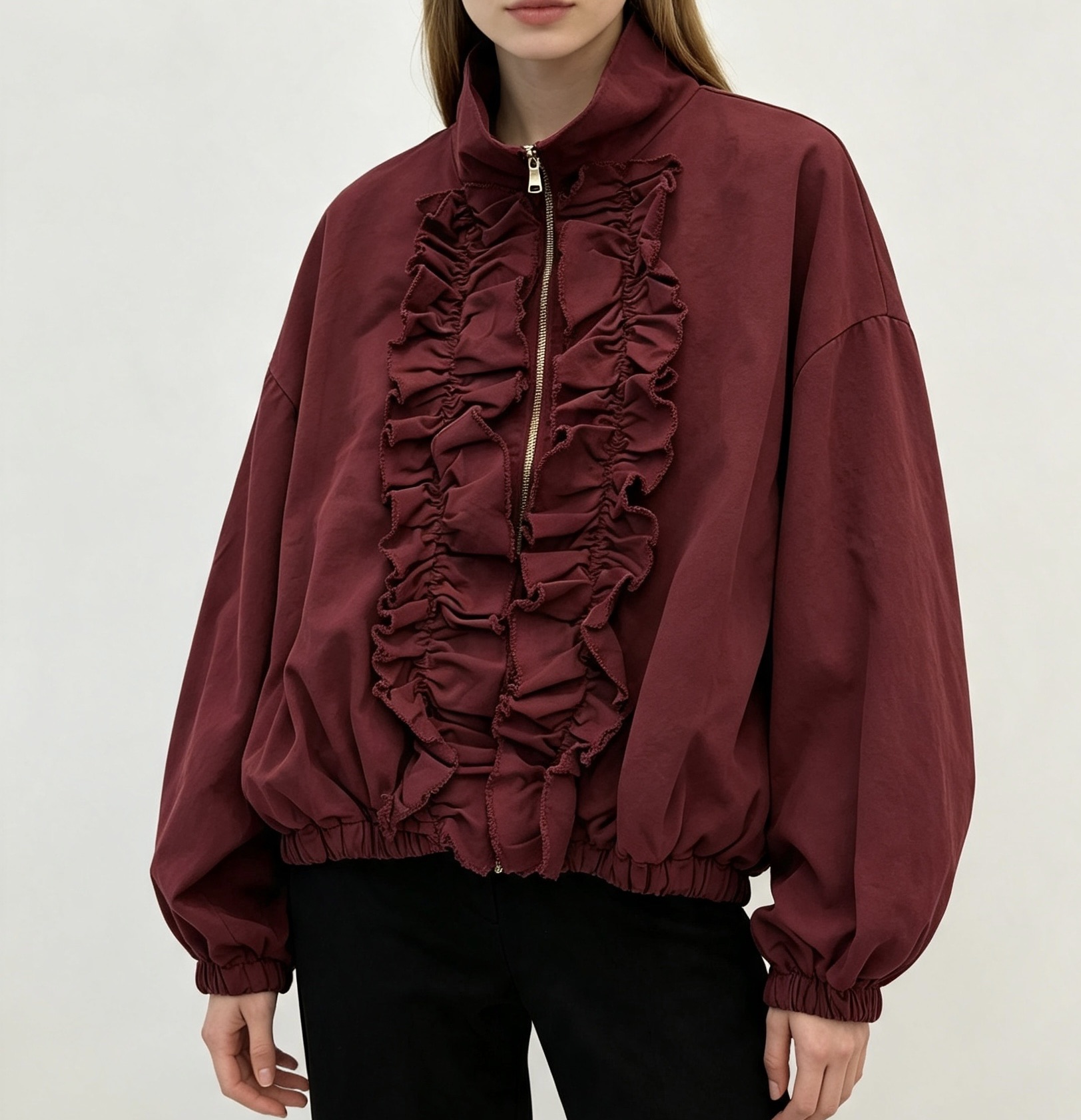 Oversized Bomberjacke mit Volants