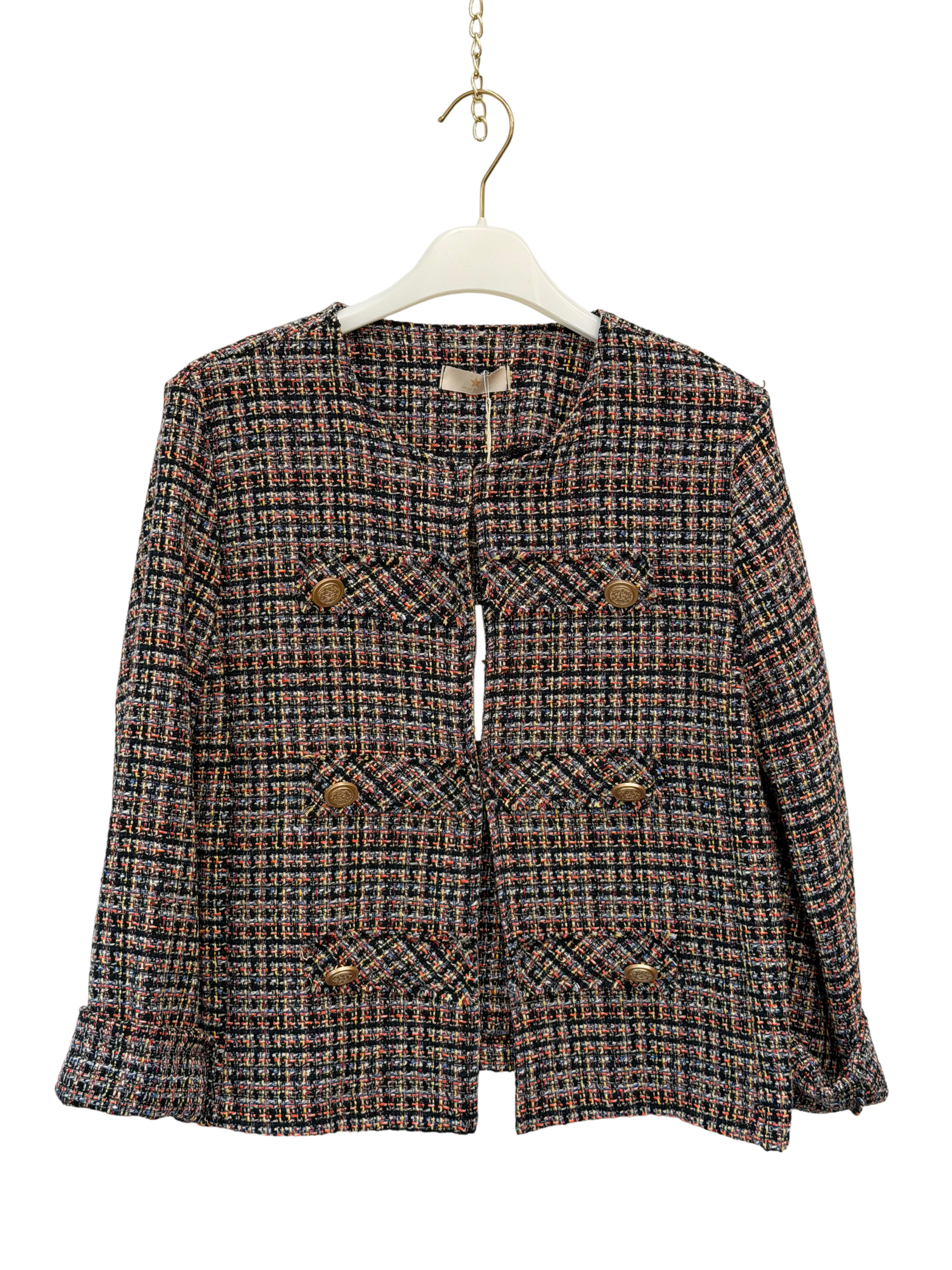 Gerade Midi-Jacke mit Karo