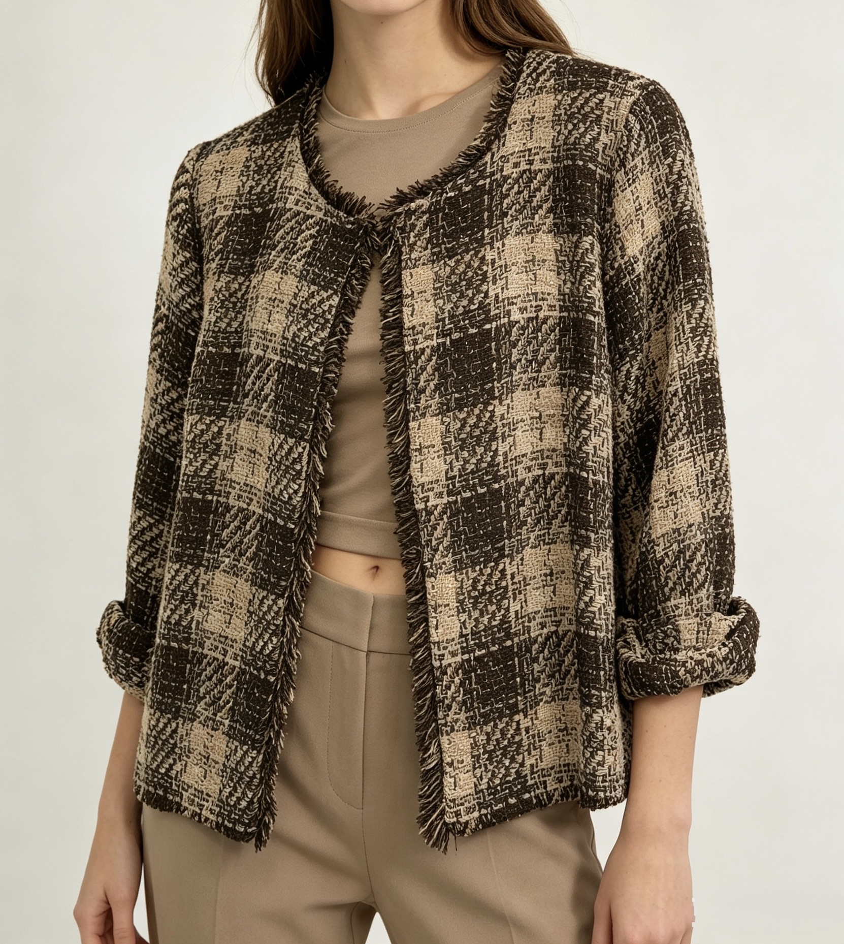 Tweedjacke im geraden Schnitt