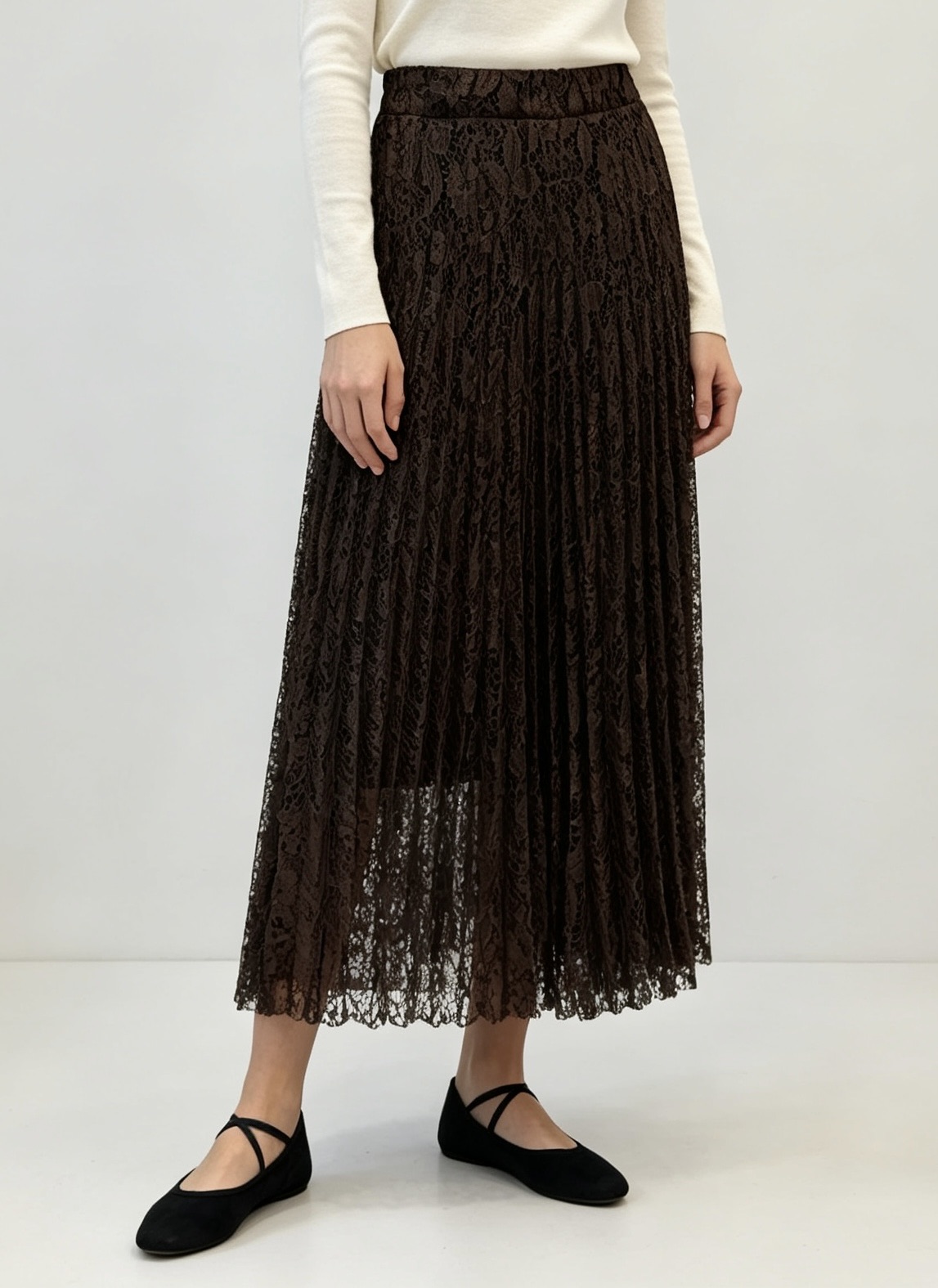 Ausgestellter Midi‑Rock mit Plissee