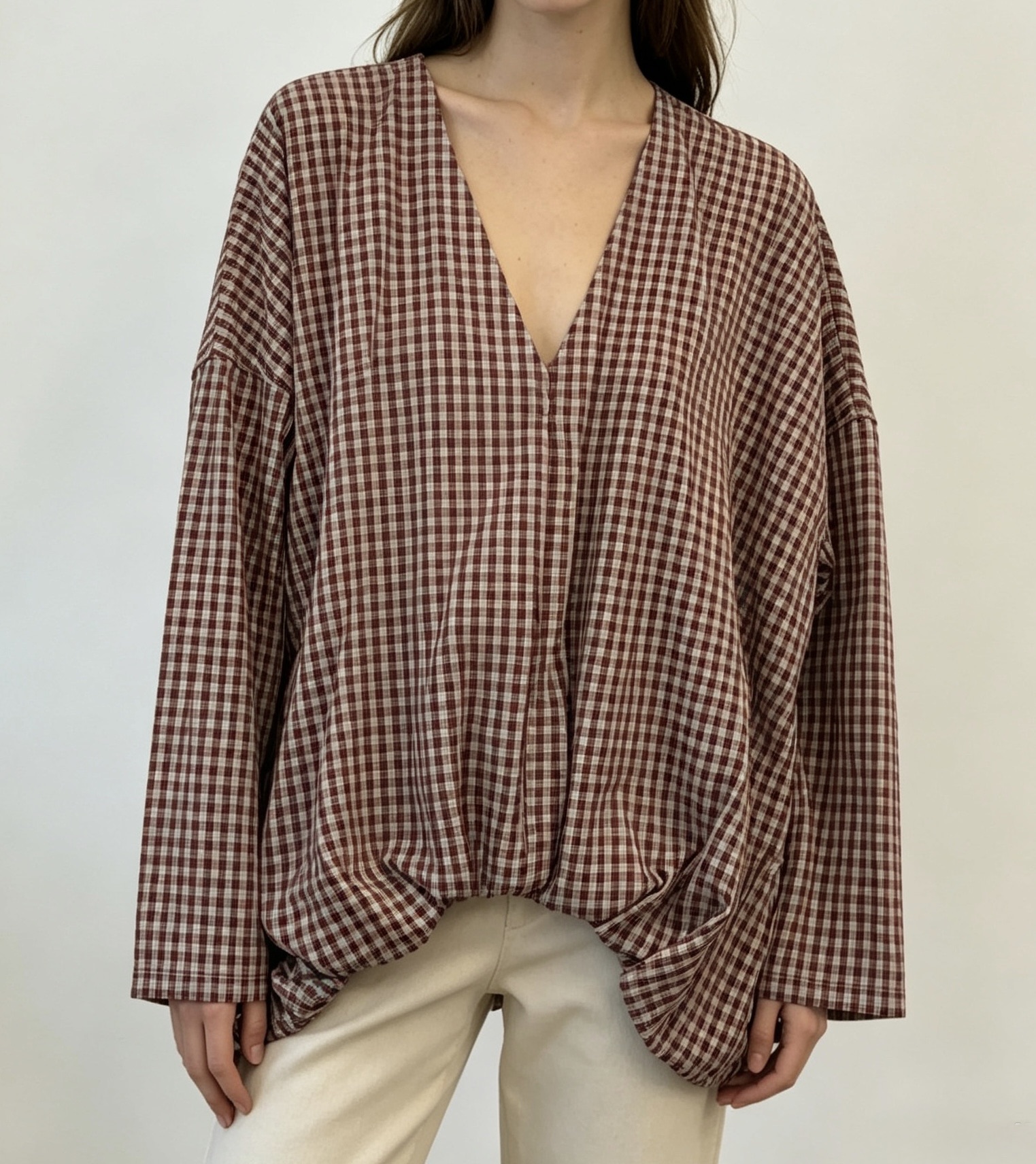 Oversize-Bluse mit Raffung