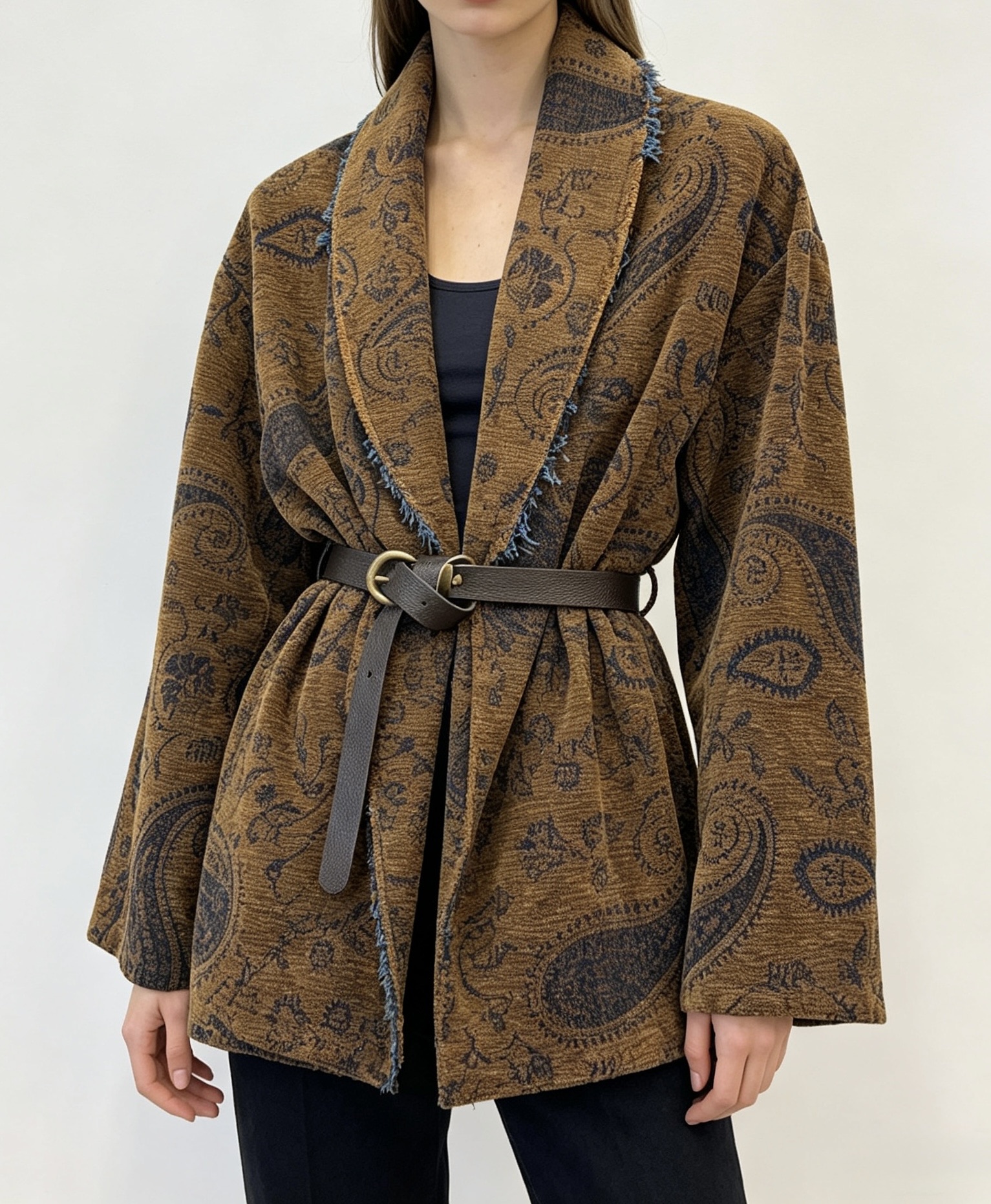 Oversize Cardigan mit Bindegürtel