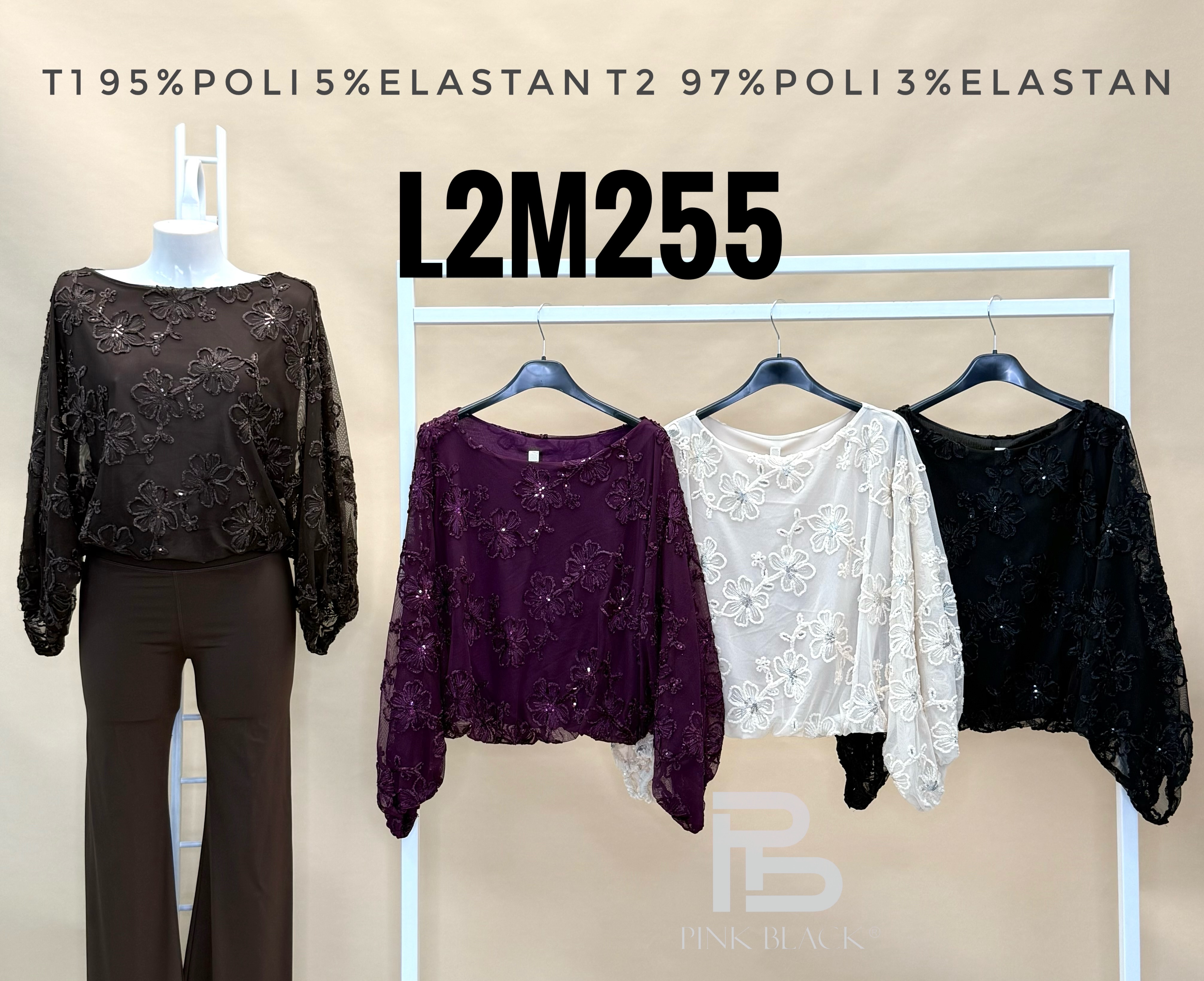 Bluse mit 3D-Stickerei