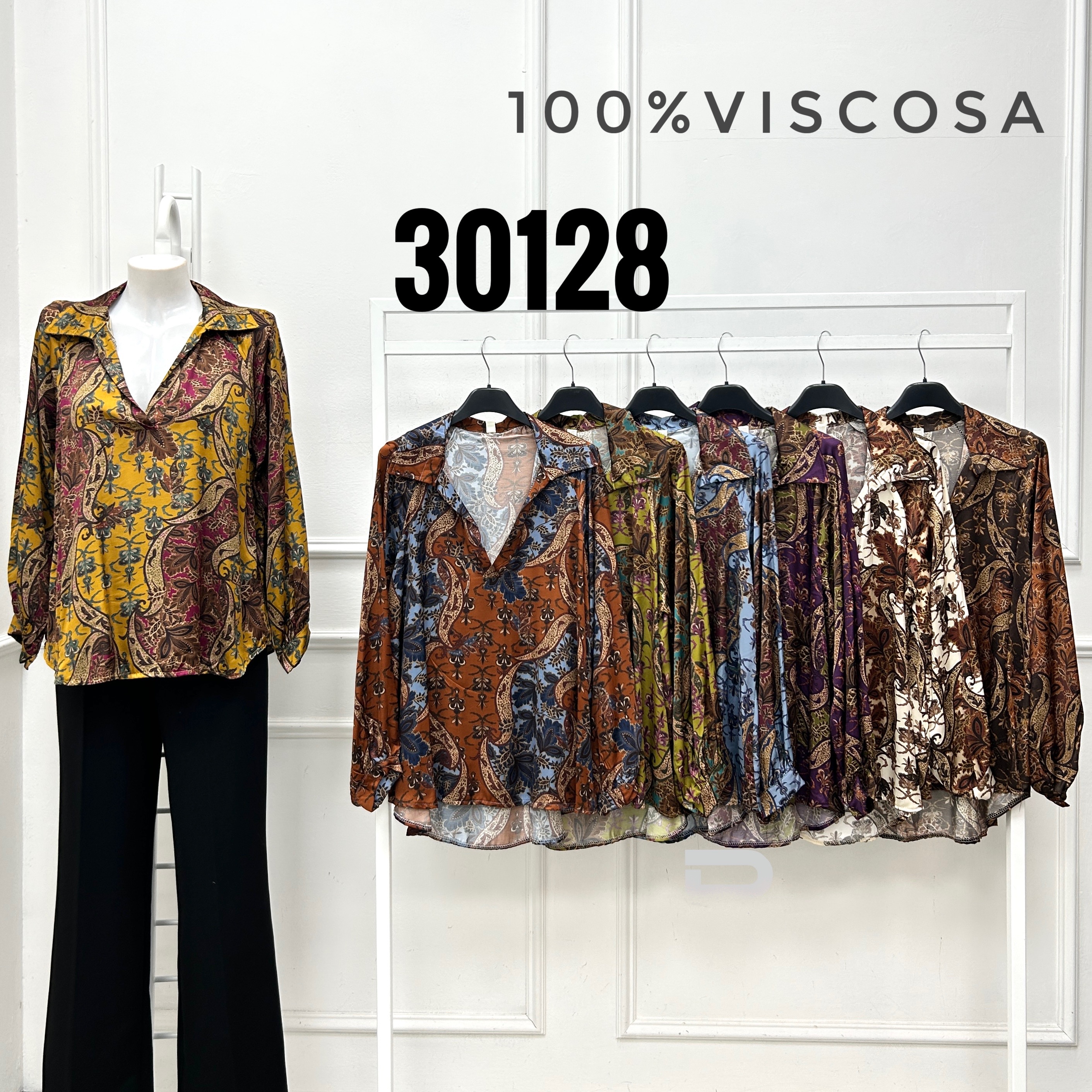 Locker geschnittene Bluse mit Kragen und V-Ausschnitt