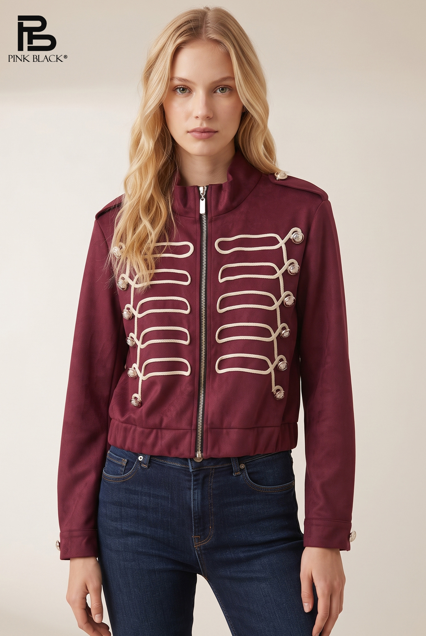 Gerade Jacke mit Stehkragen