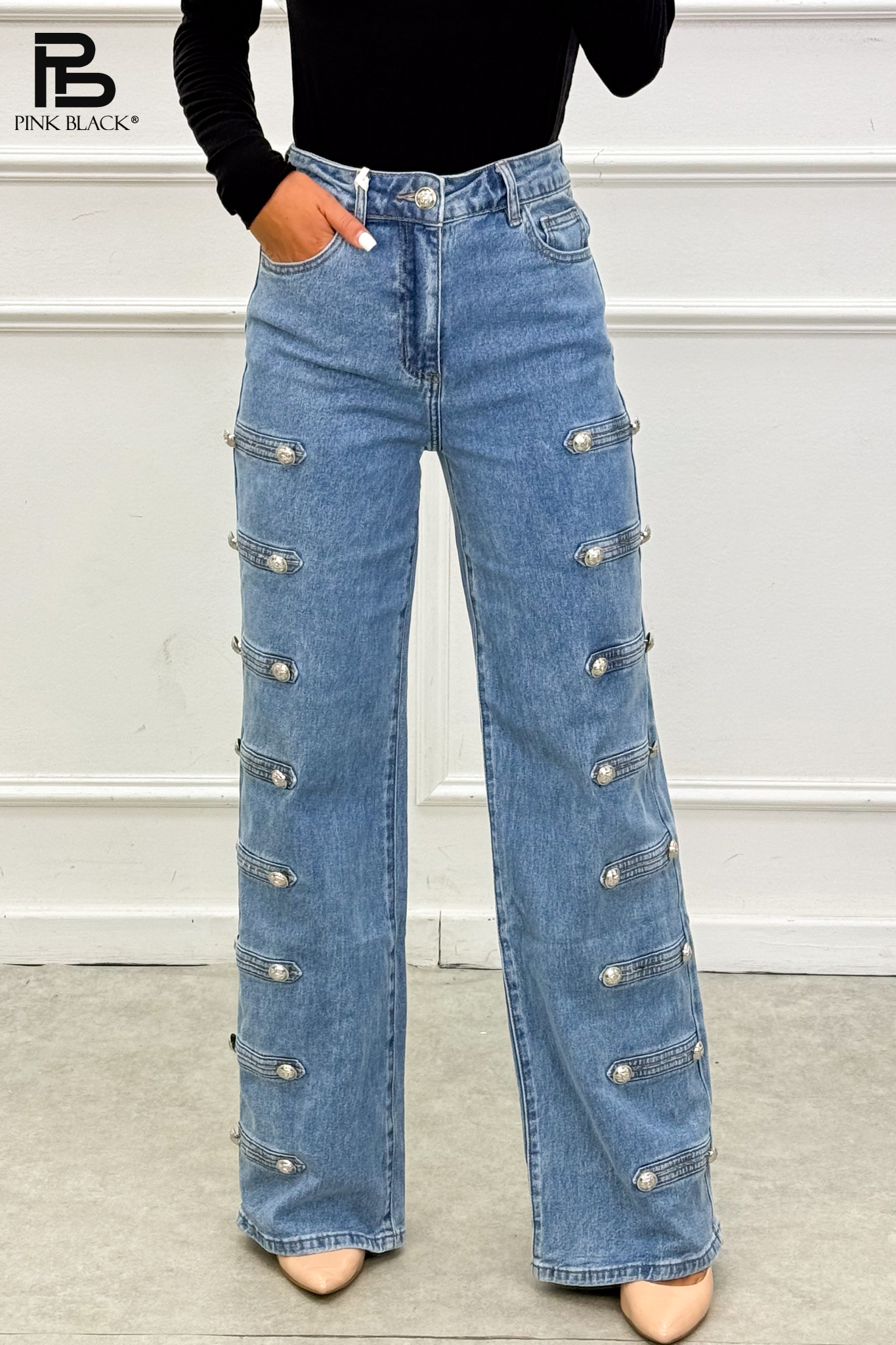 High-Waist Straight Jeans