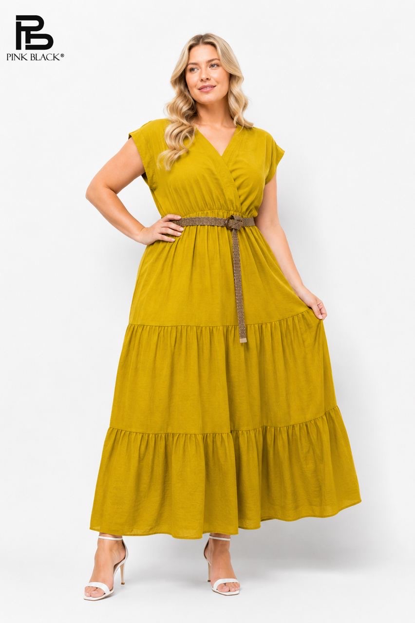 Maxi A‑Line Kleid mit V‑Ausschnitt
