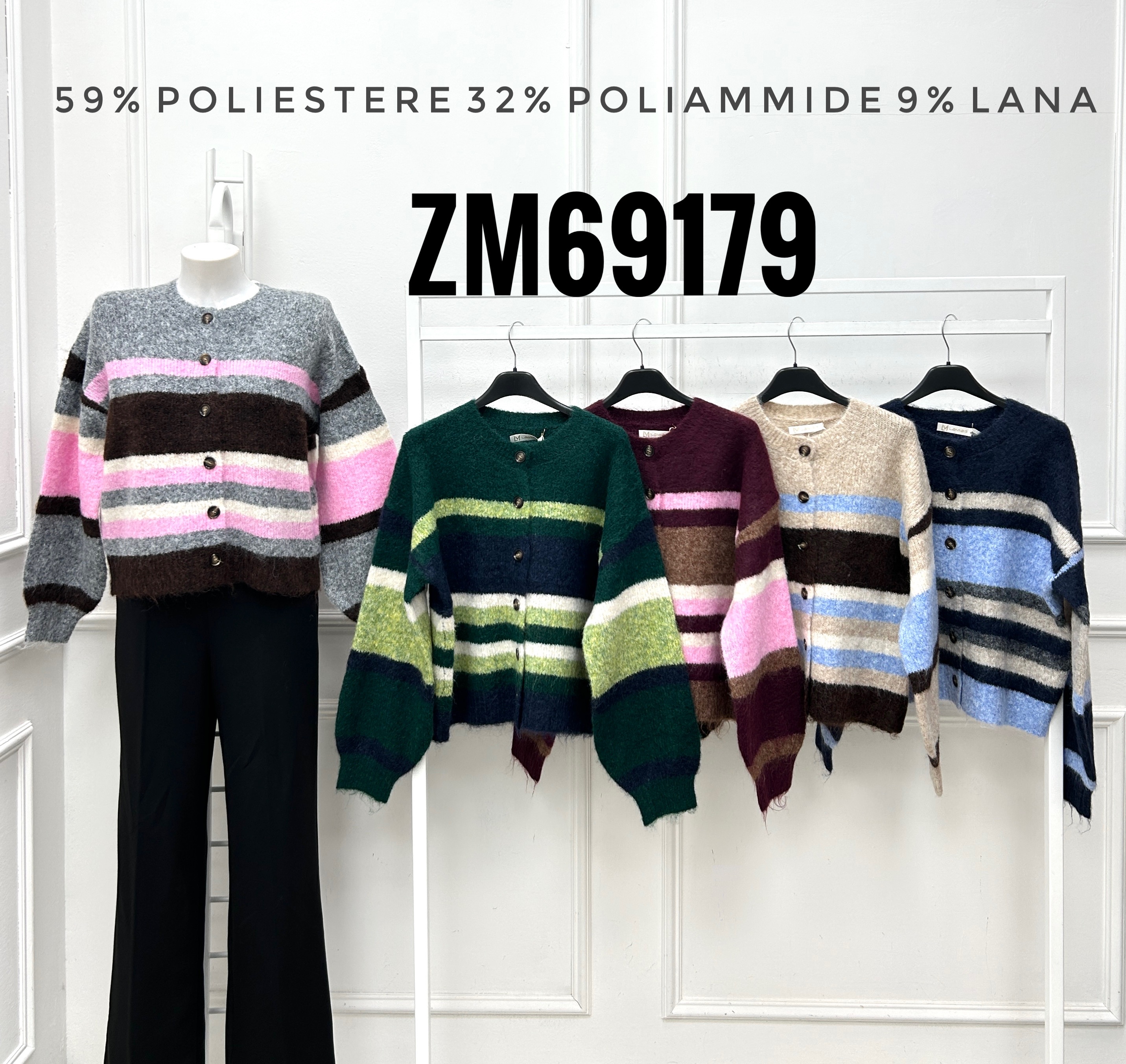 Cardigan mit Streifen, Regular Fit