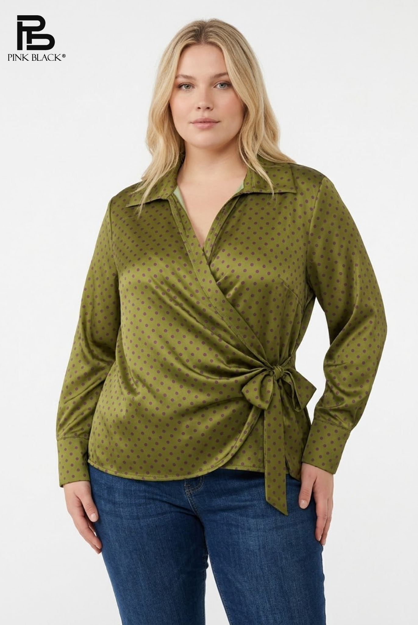 Wickelbluse mit Kragen