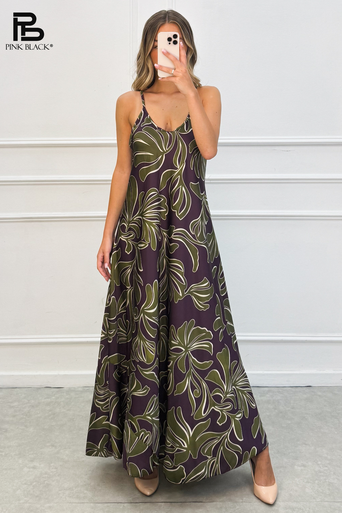 Ärmelloses A-Linien Maxi-Kleid