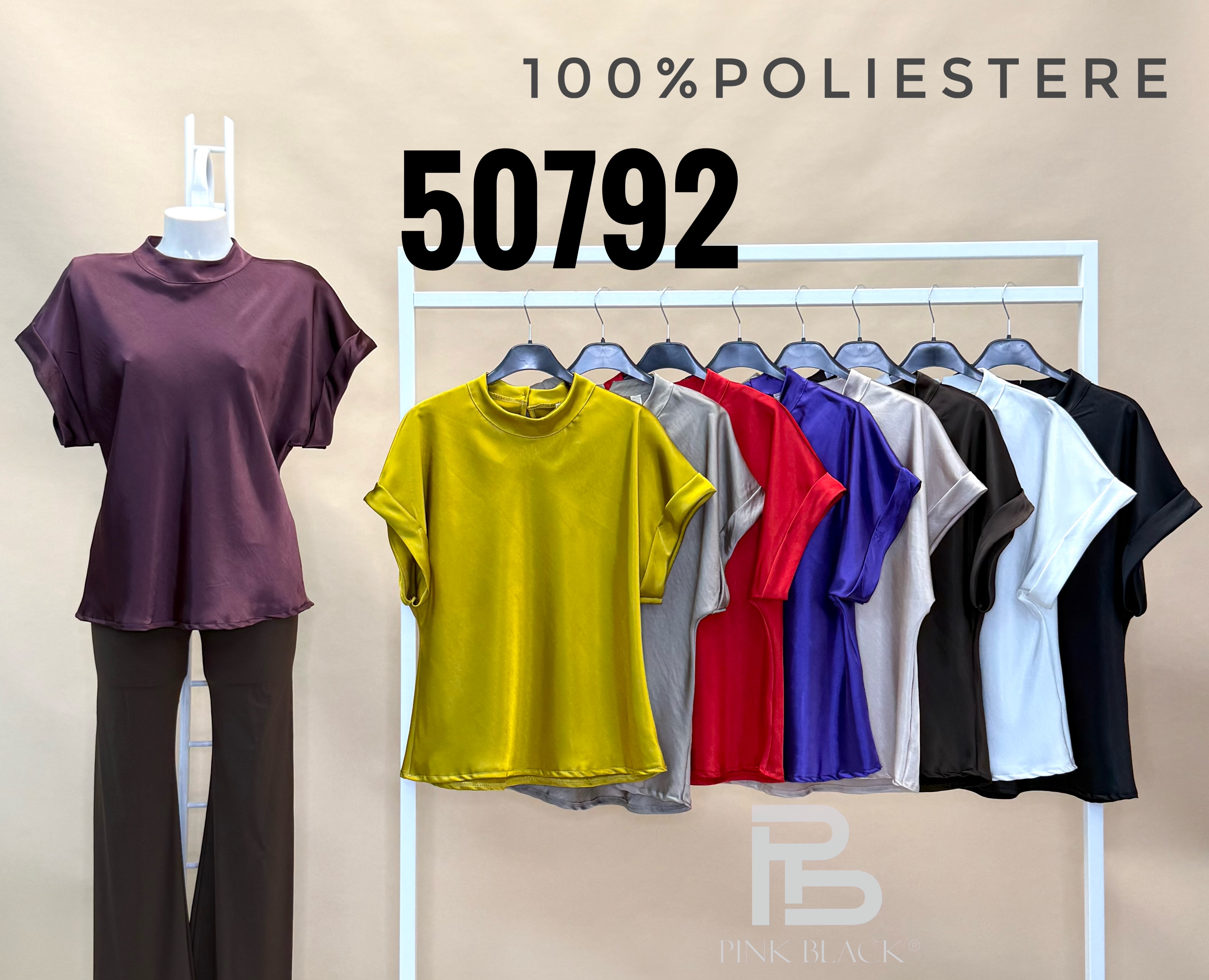 Satinkleid Bluse mit halbem Rollkragen