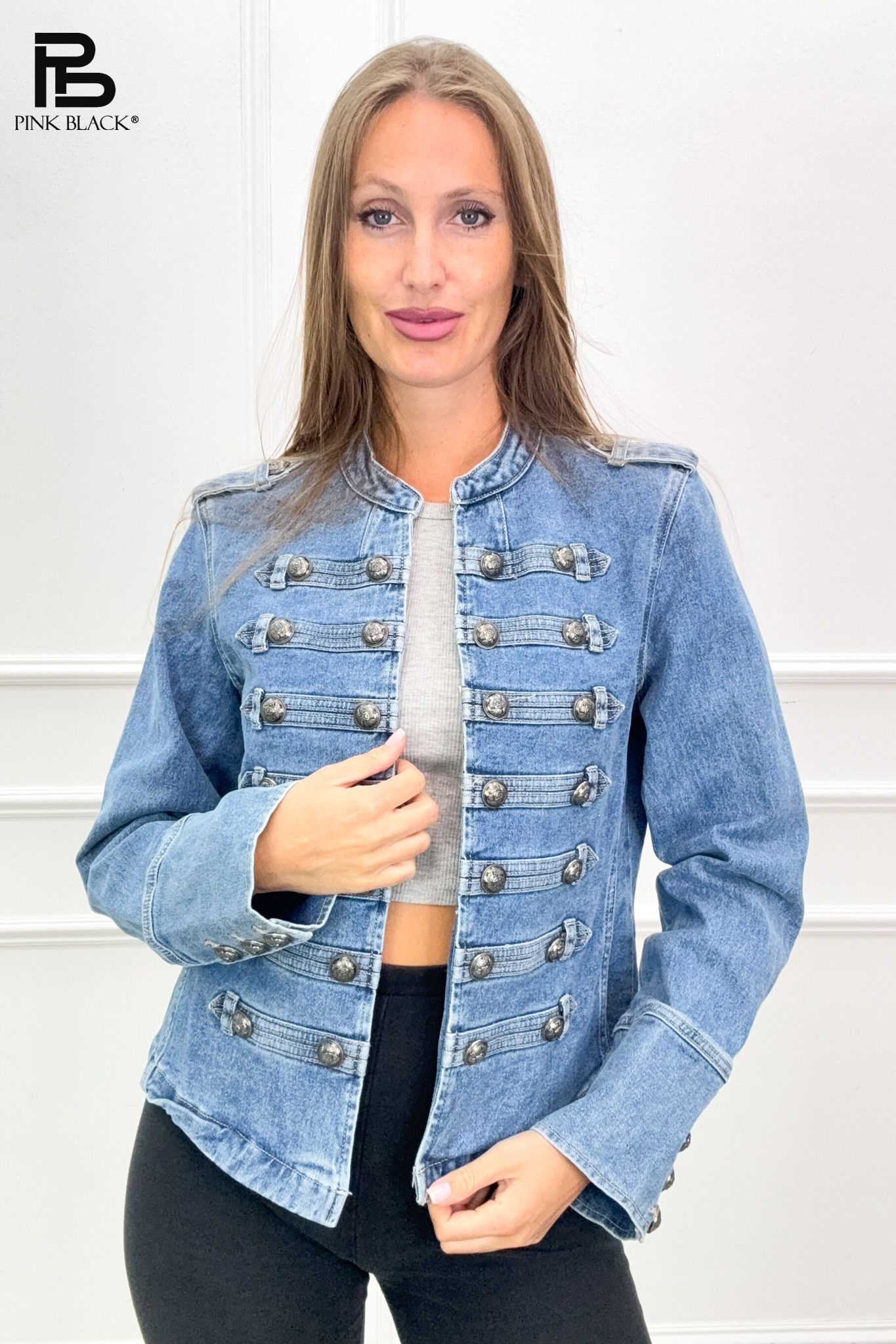 Jeansjacke mit Stehkragen