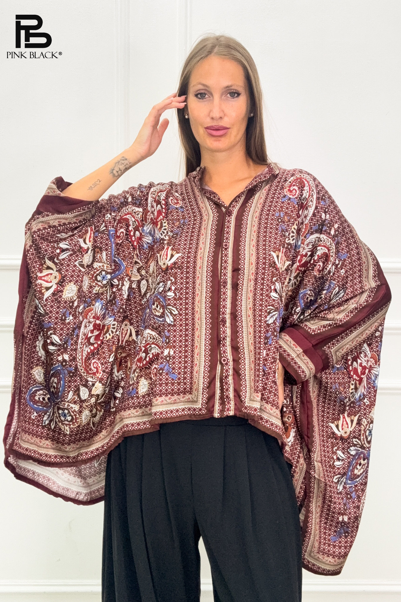 Oversized-Hemd mit Paisley