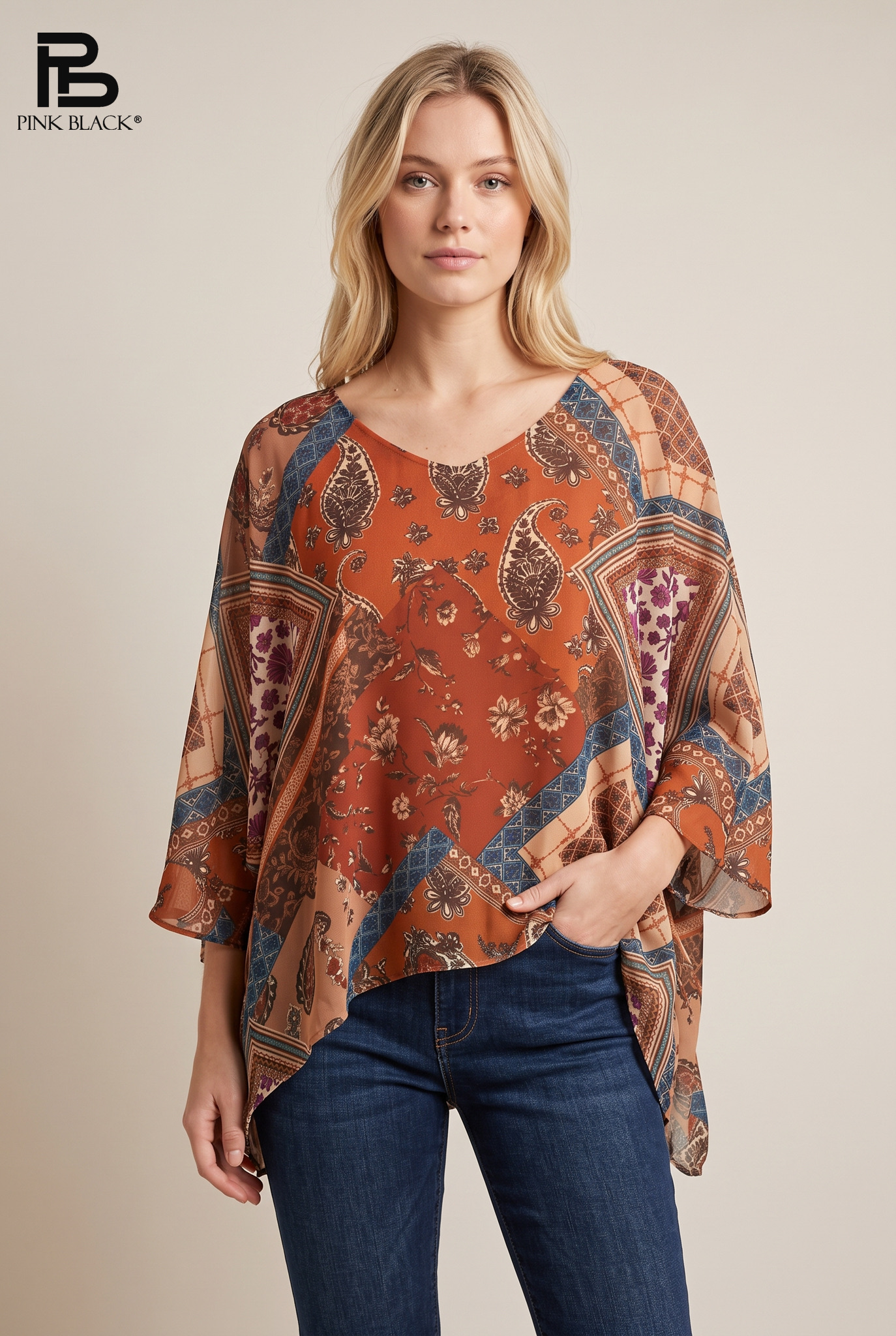 Oversize-Bluse mit Paisley-Muster