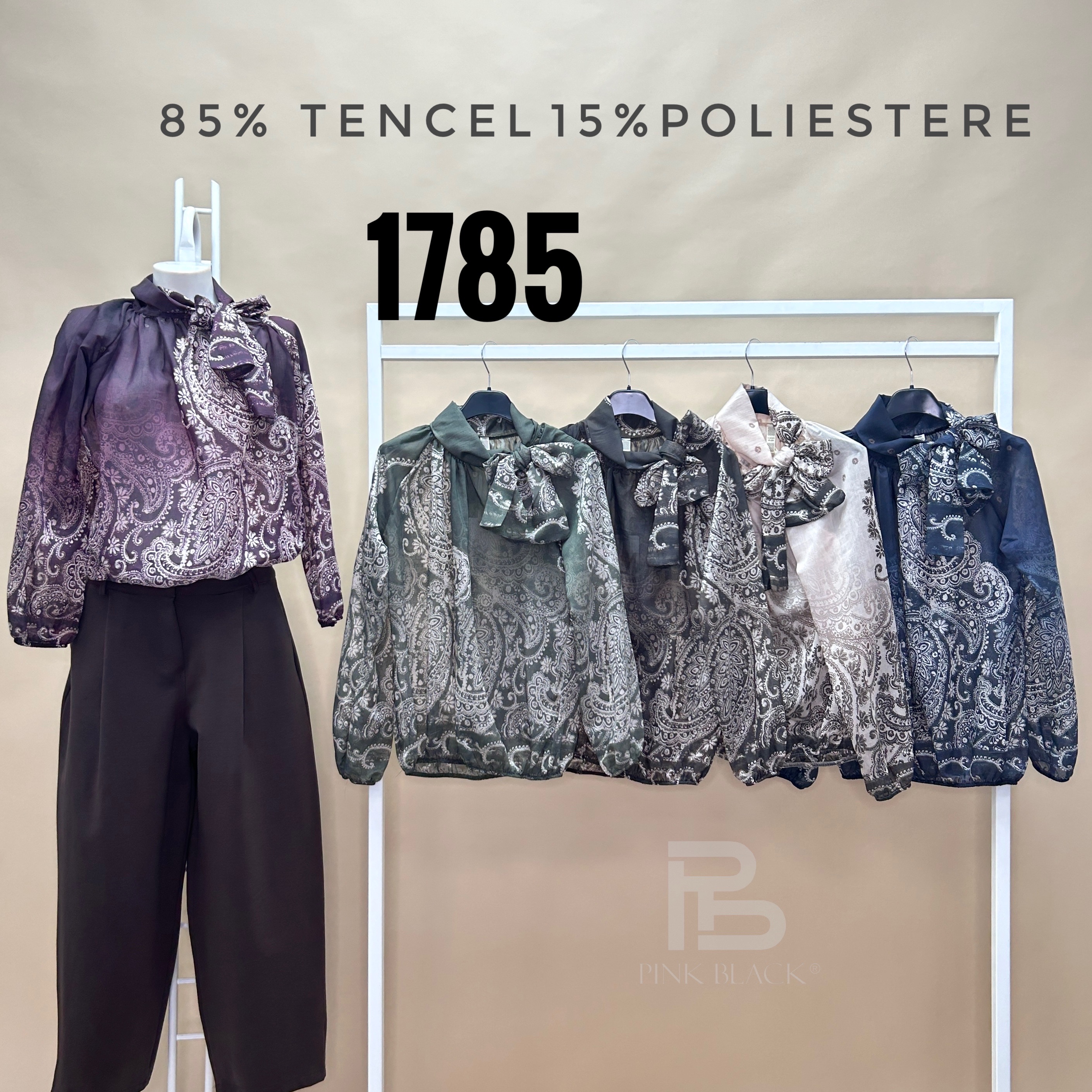 Bluse mit Paisley-Muster und Stehkragen
