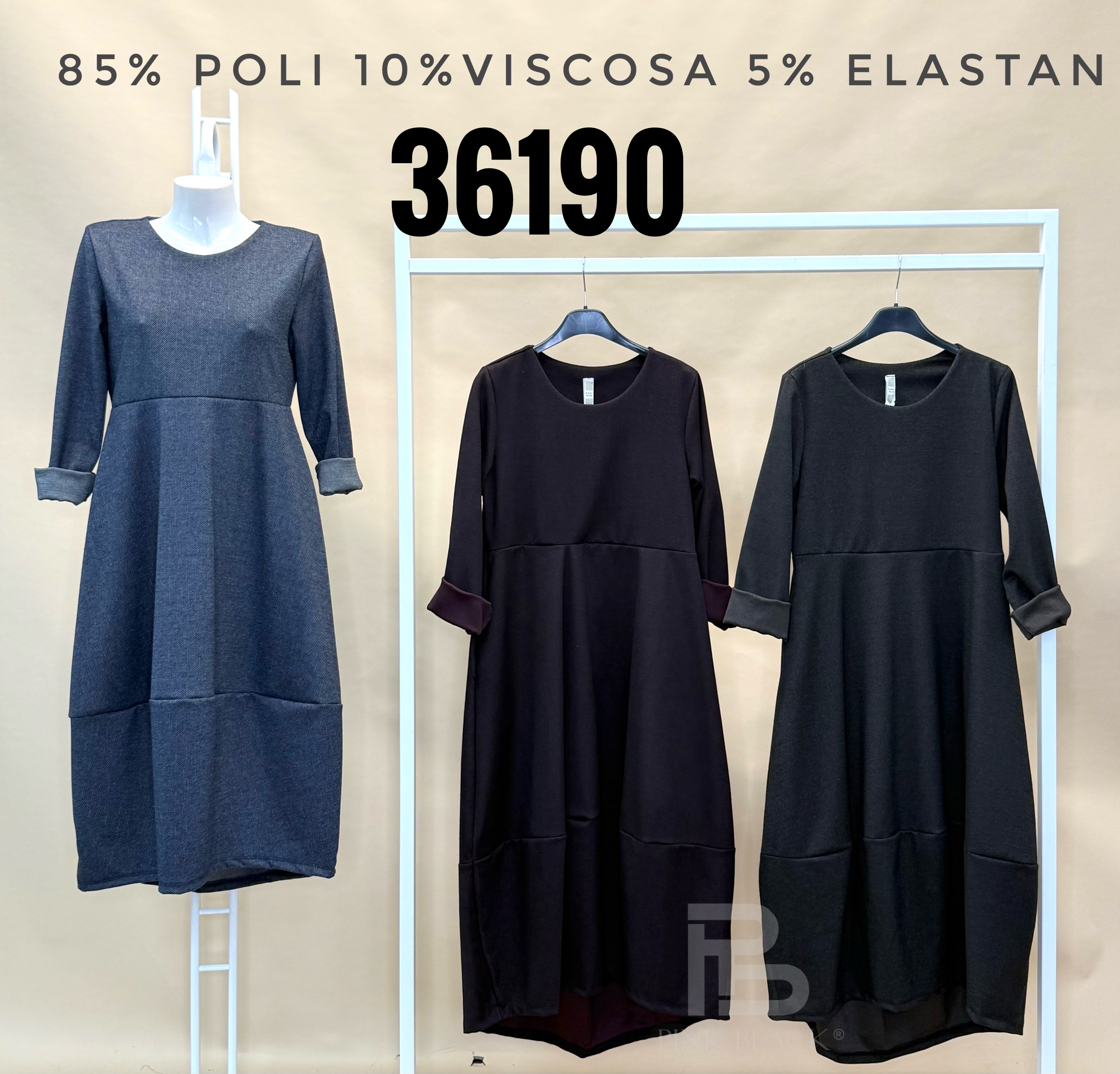 Midi A-Linien Kleid mit Falten