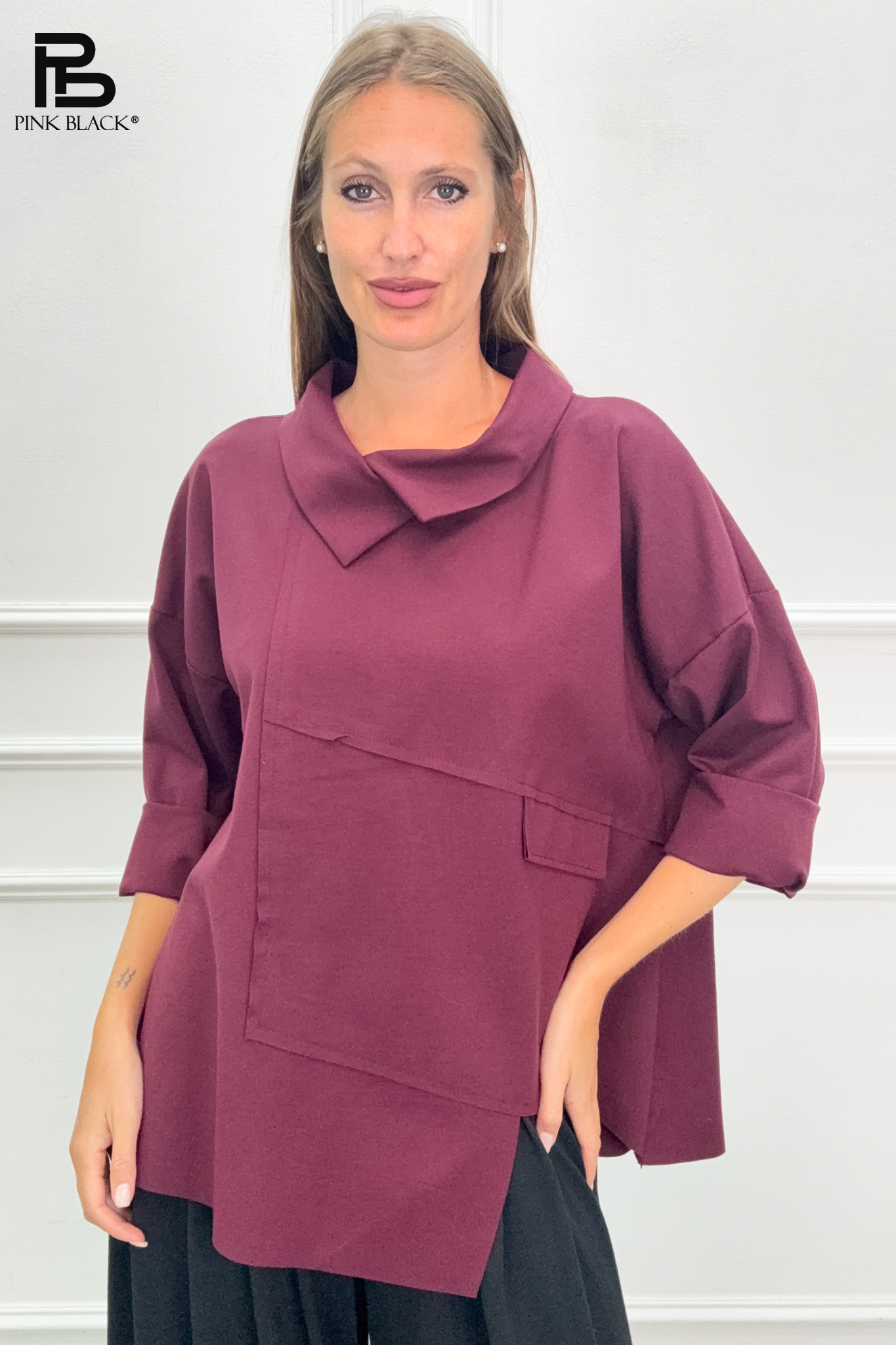 Locker geschnittene Bluse mit Kragen