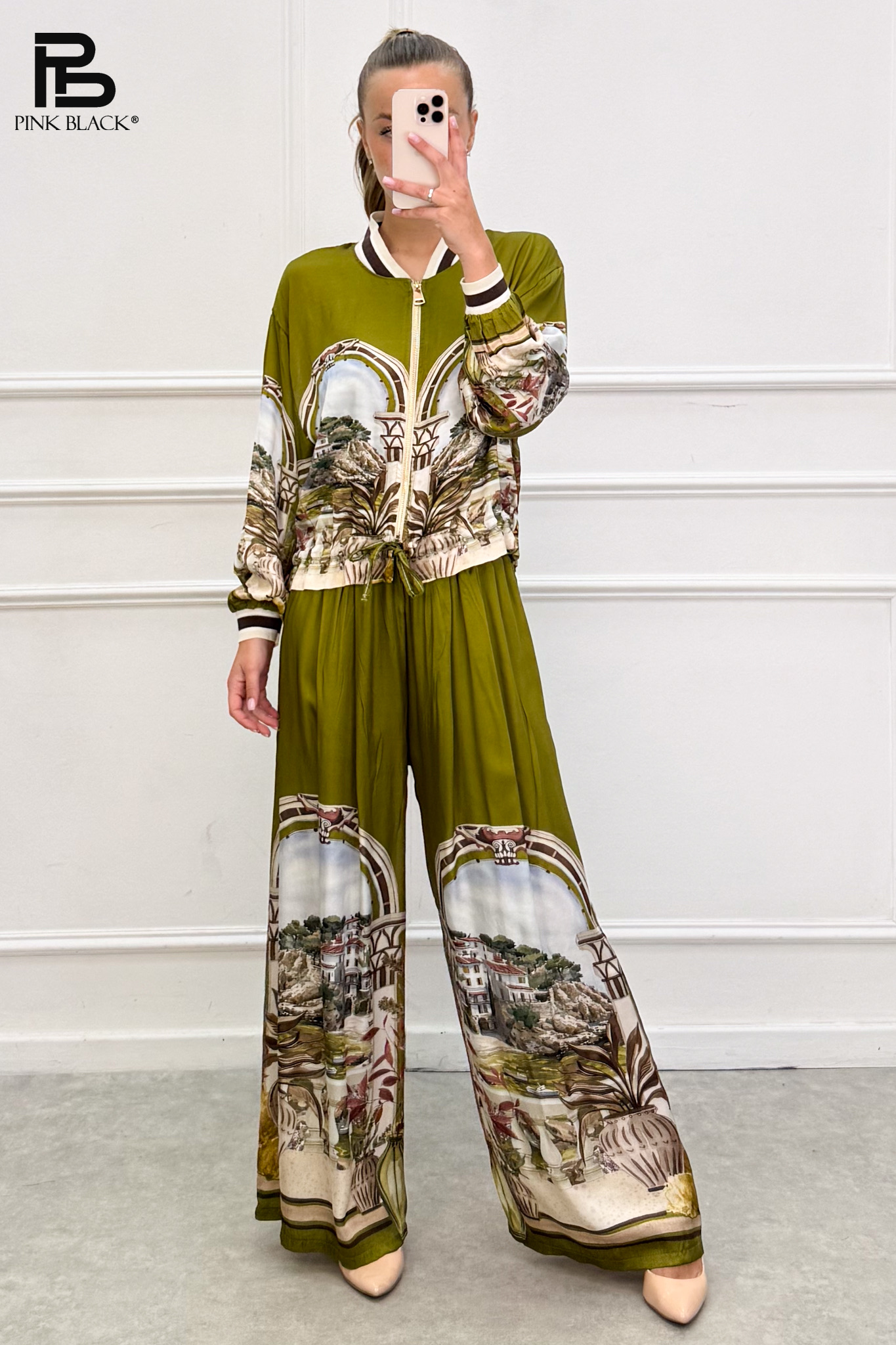 Legeres Bomber-Set mit Wide-Leg-Hose