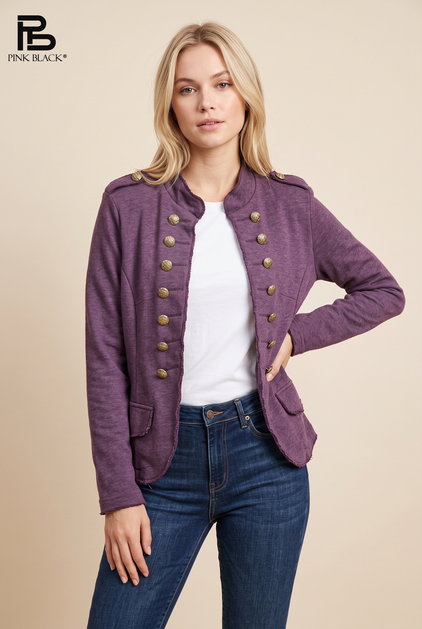 Sakartige Jacke mit Stehkragen