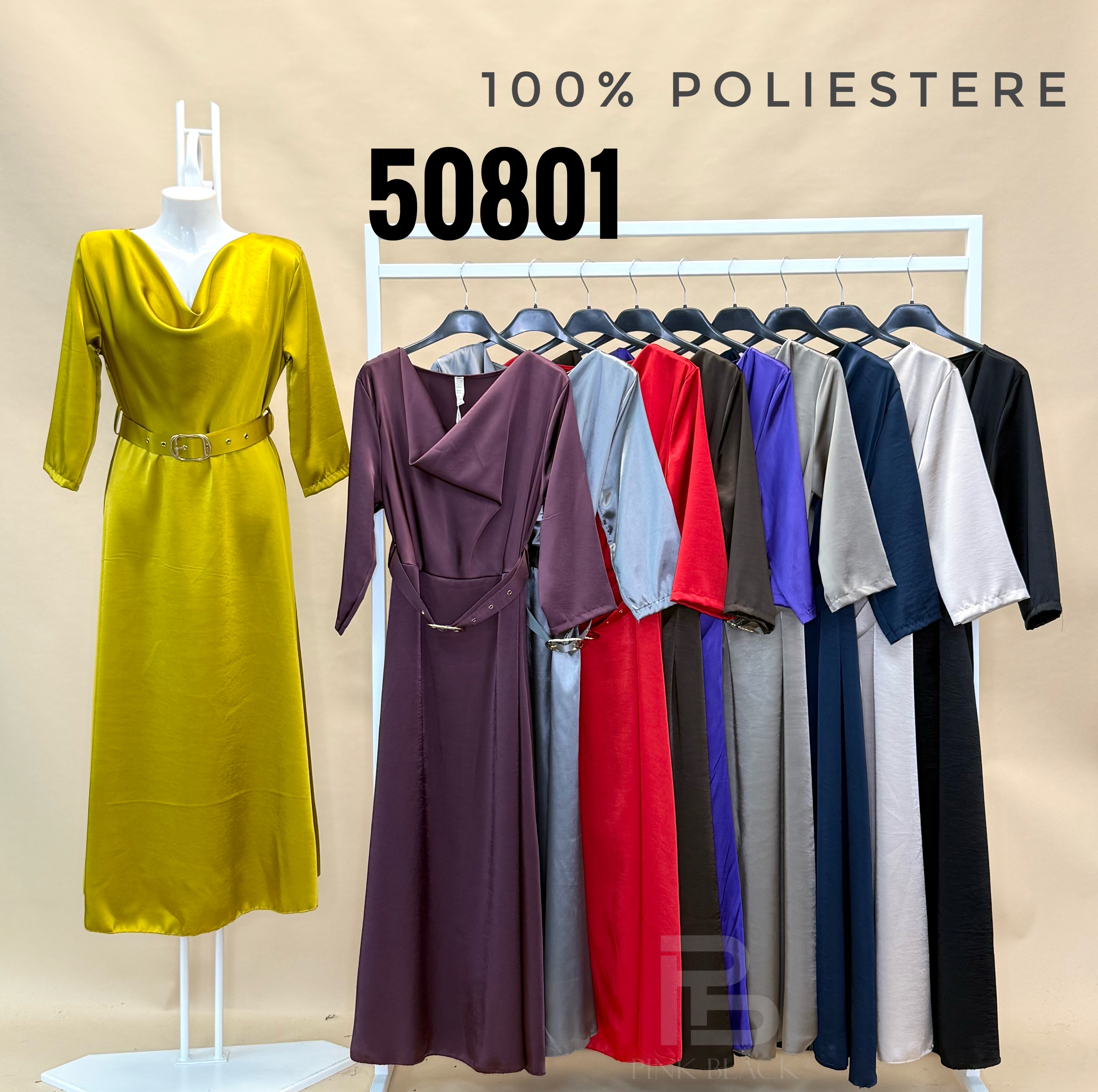 Midi-Kleid mit Taillengürtel