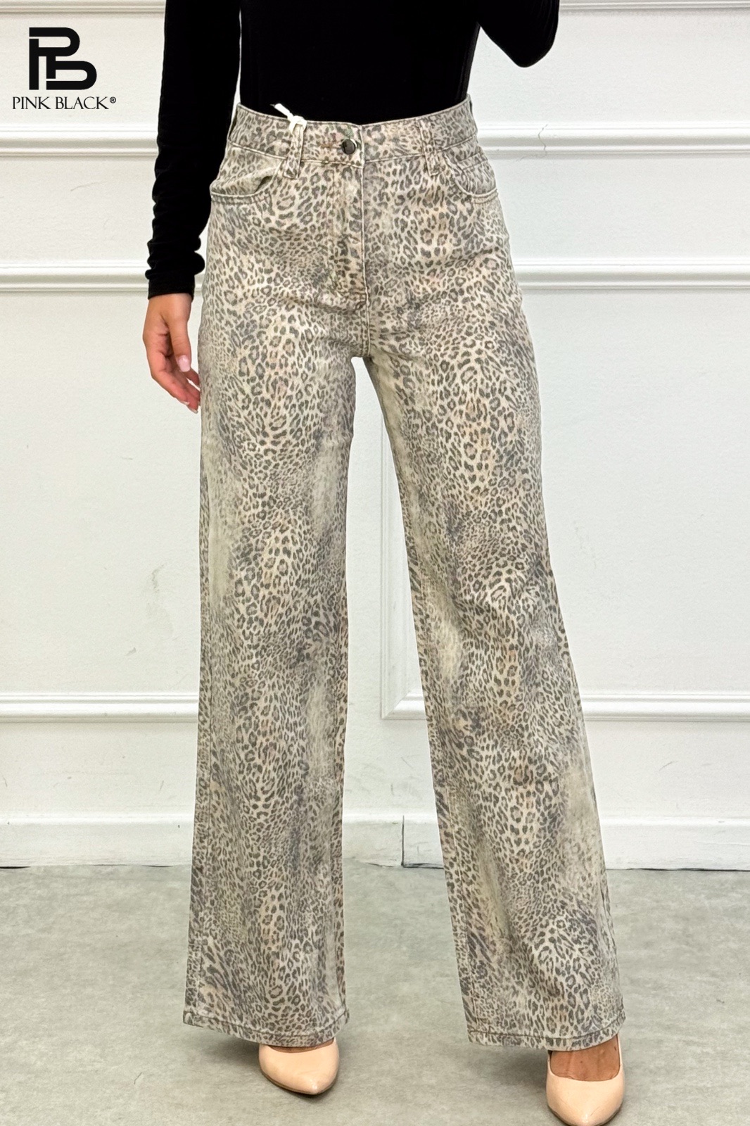 Weite Hose mit Leopardenmuster