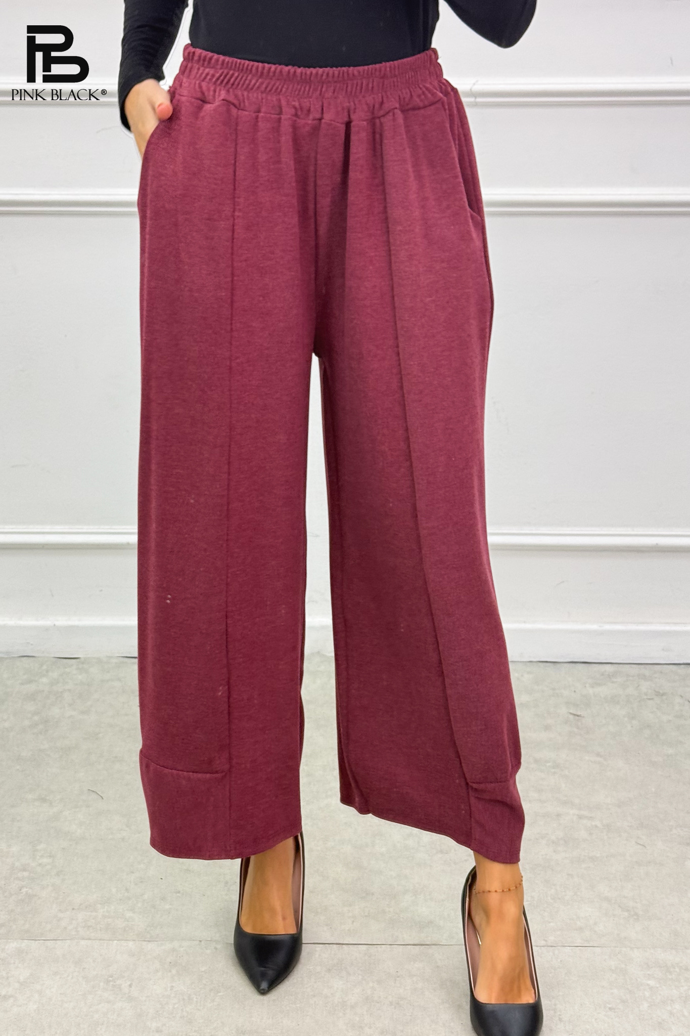 7/8 Palazzo-Hose mit elastischem Bund