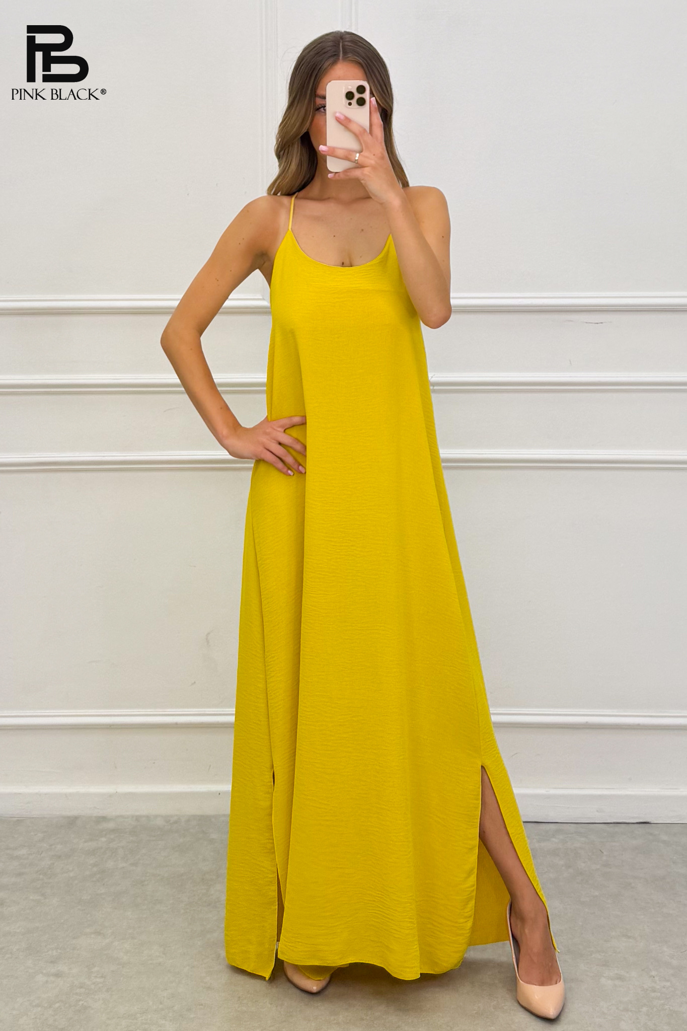 Ärmelloses A-Linien Maxi-Kleid