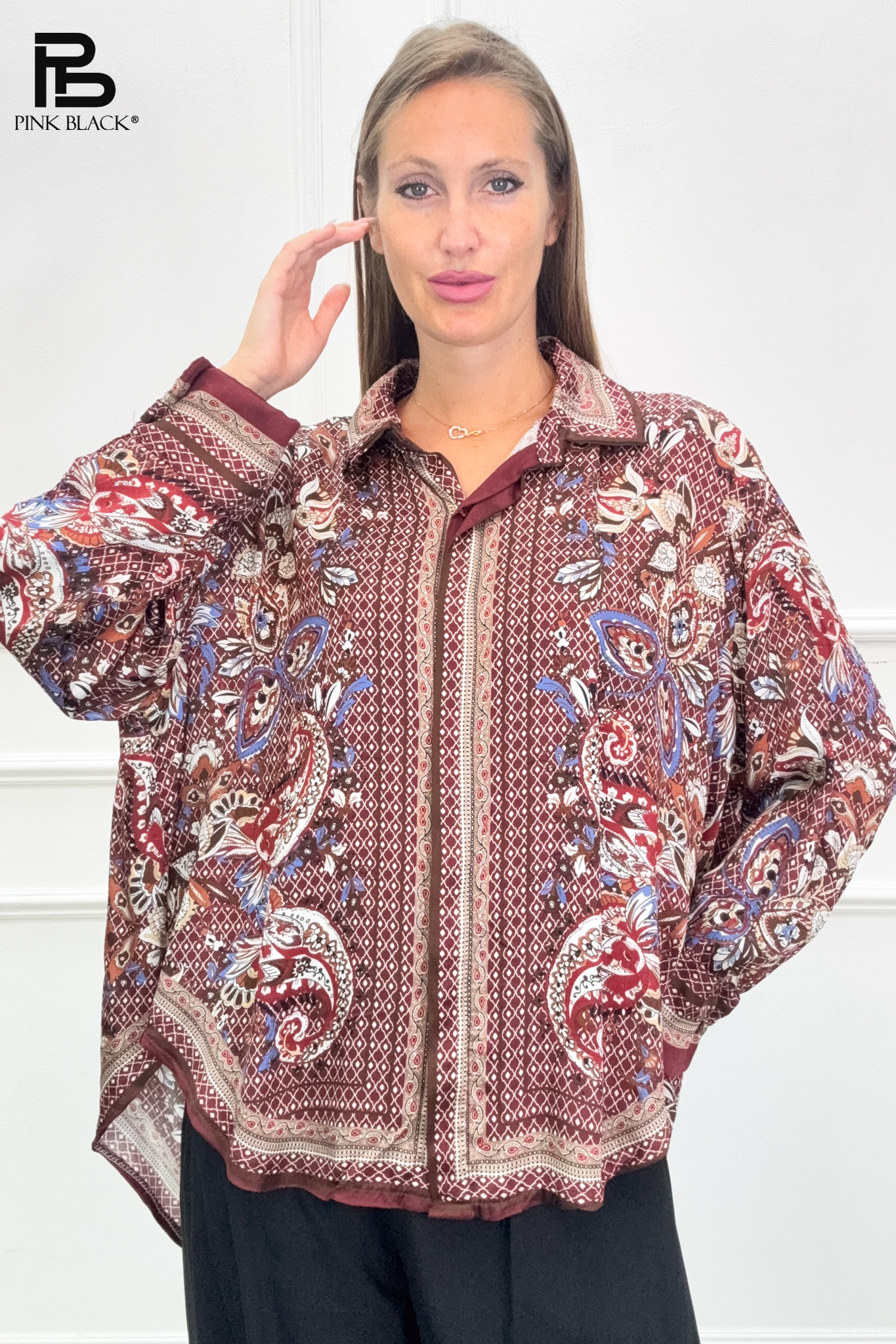 Oversize-Hemd mit Paisley-Muster