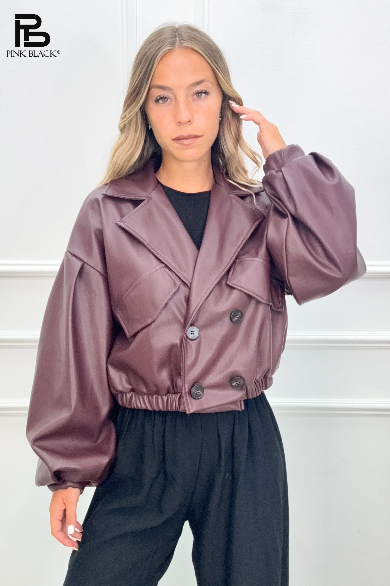 Oversize Cropped-Jacke mit Stehkragen