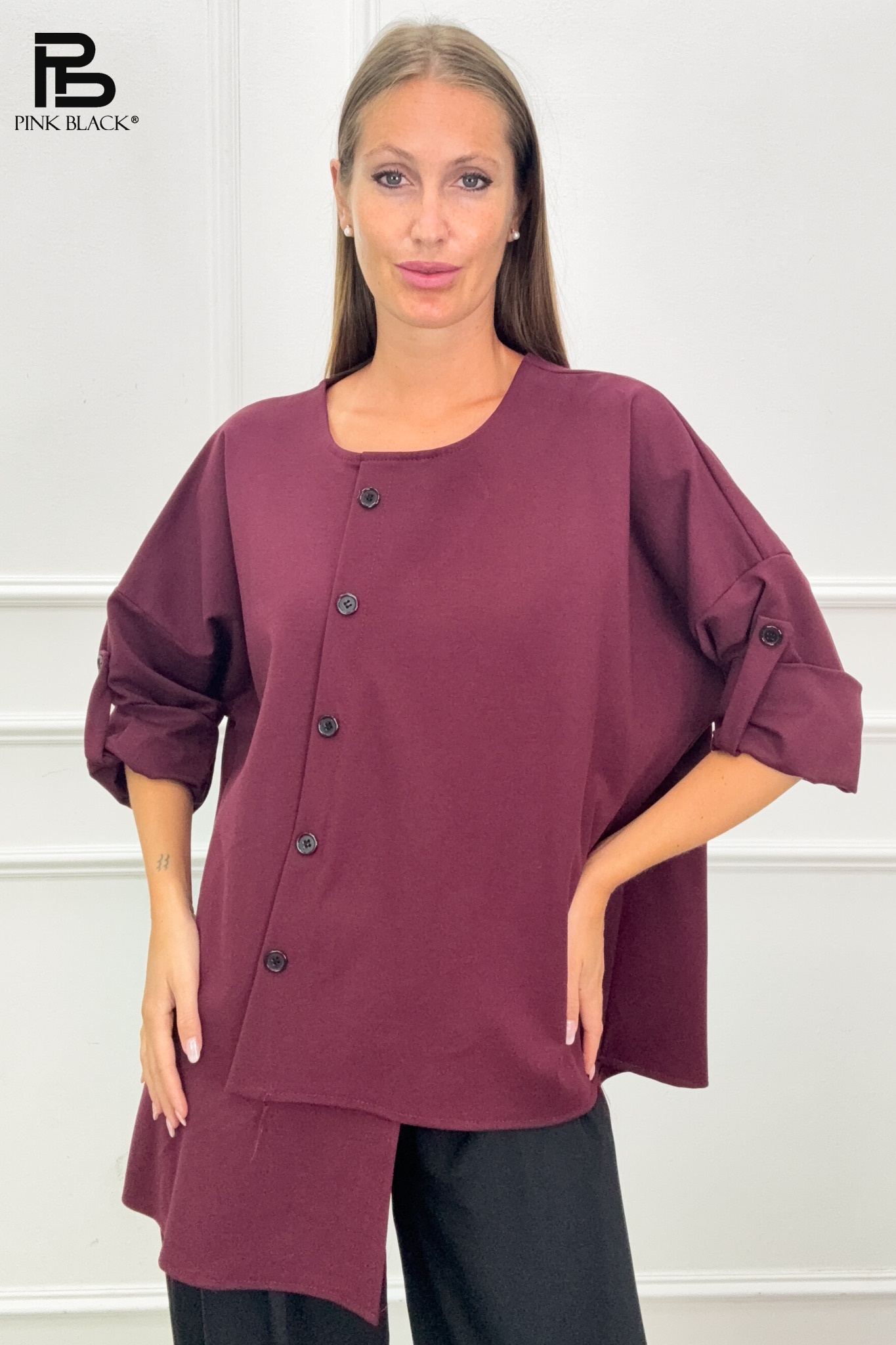 Oversize-Bluse mit Knopfleiste