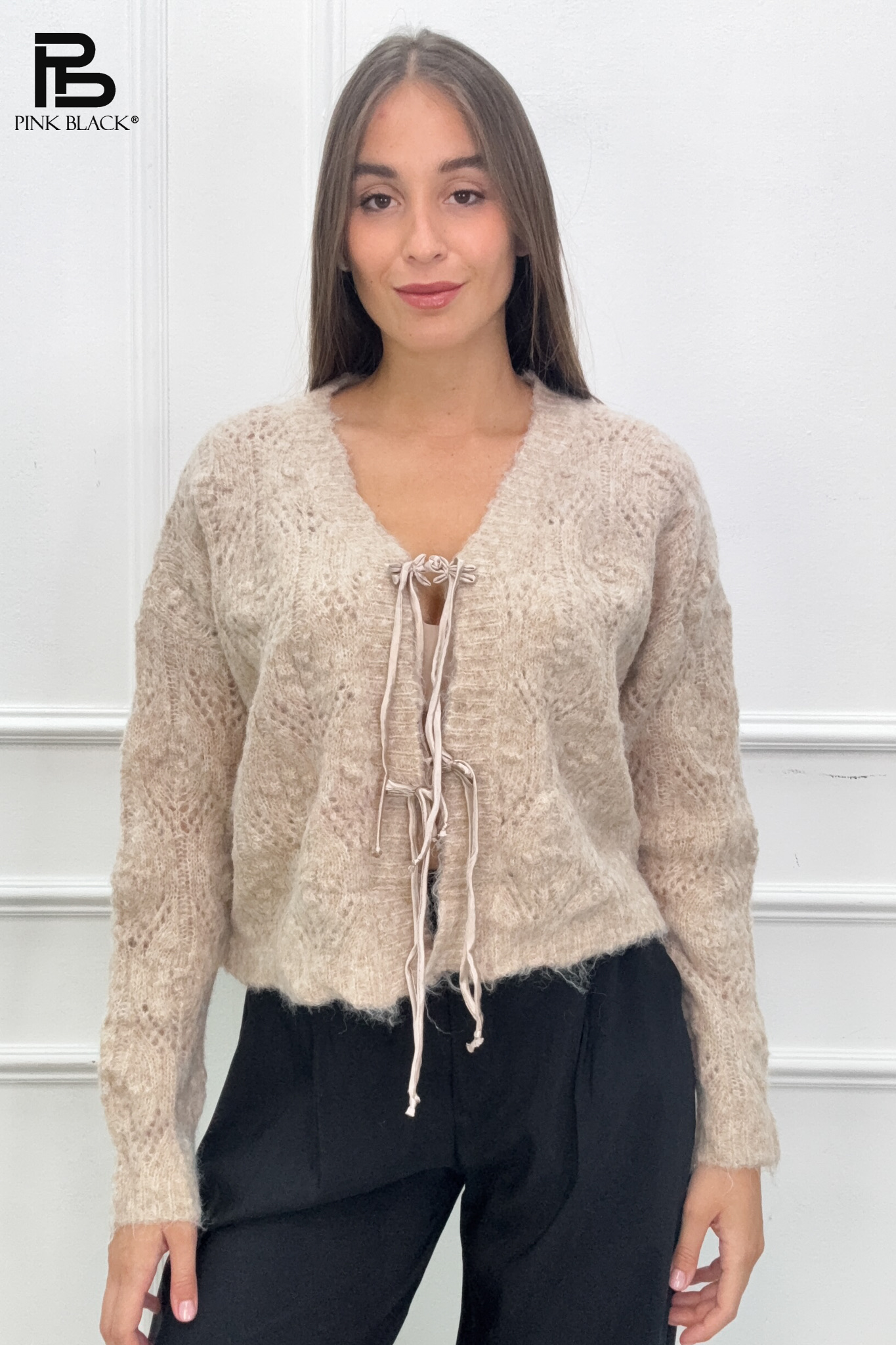Cardigan mit Schleifenbinder