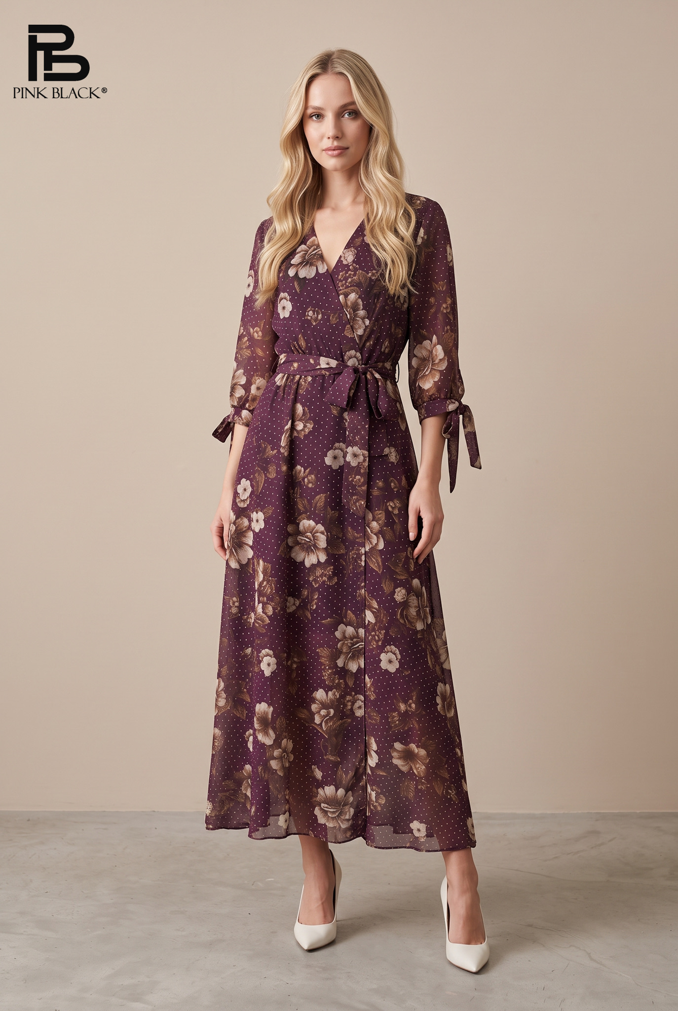 Midi-Wickelkleid mit Blumenprint