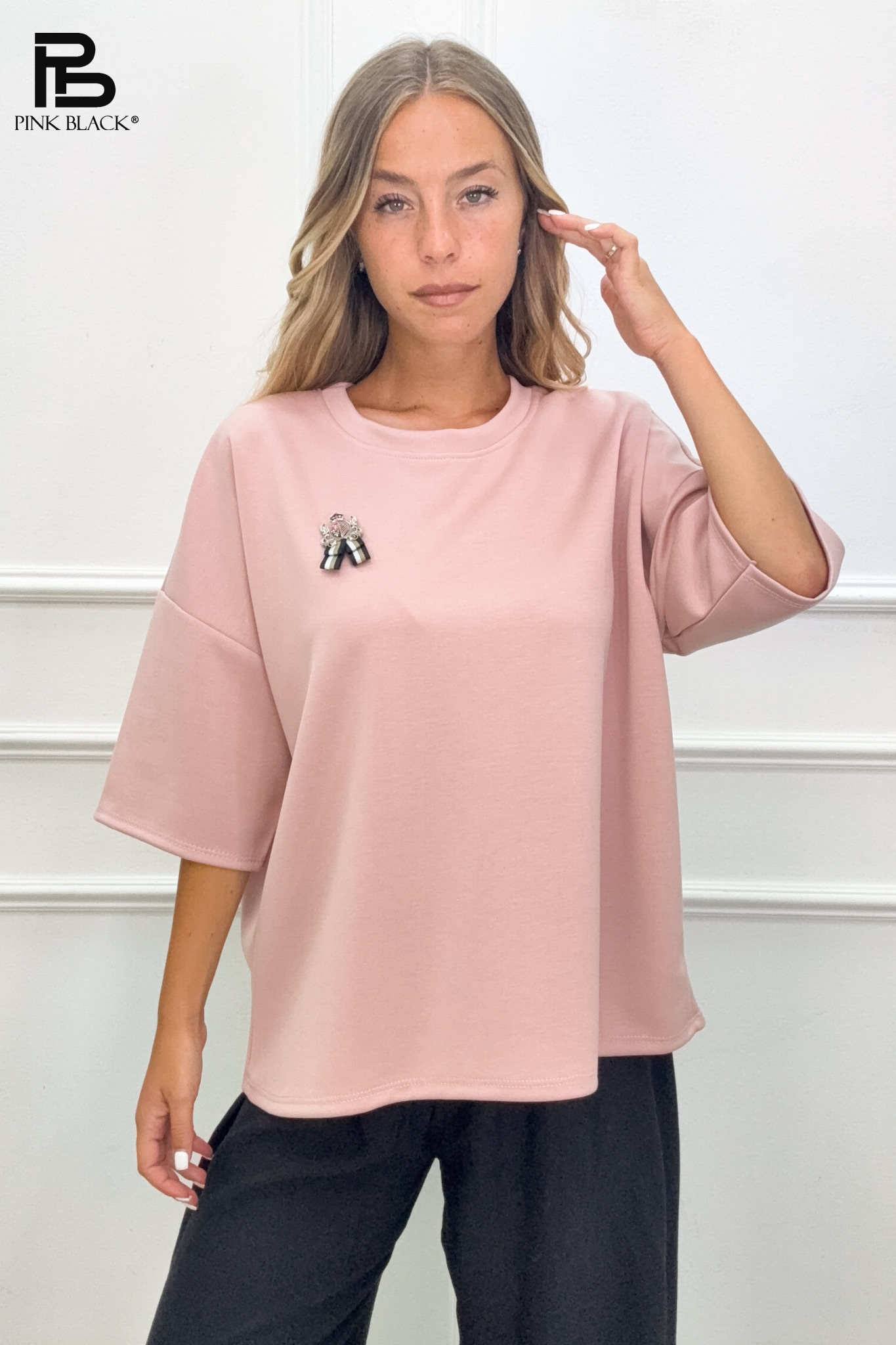 Oversize-Bluse mit Schleife