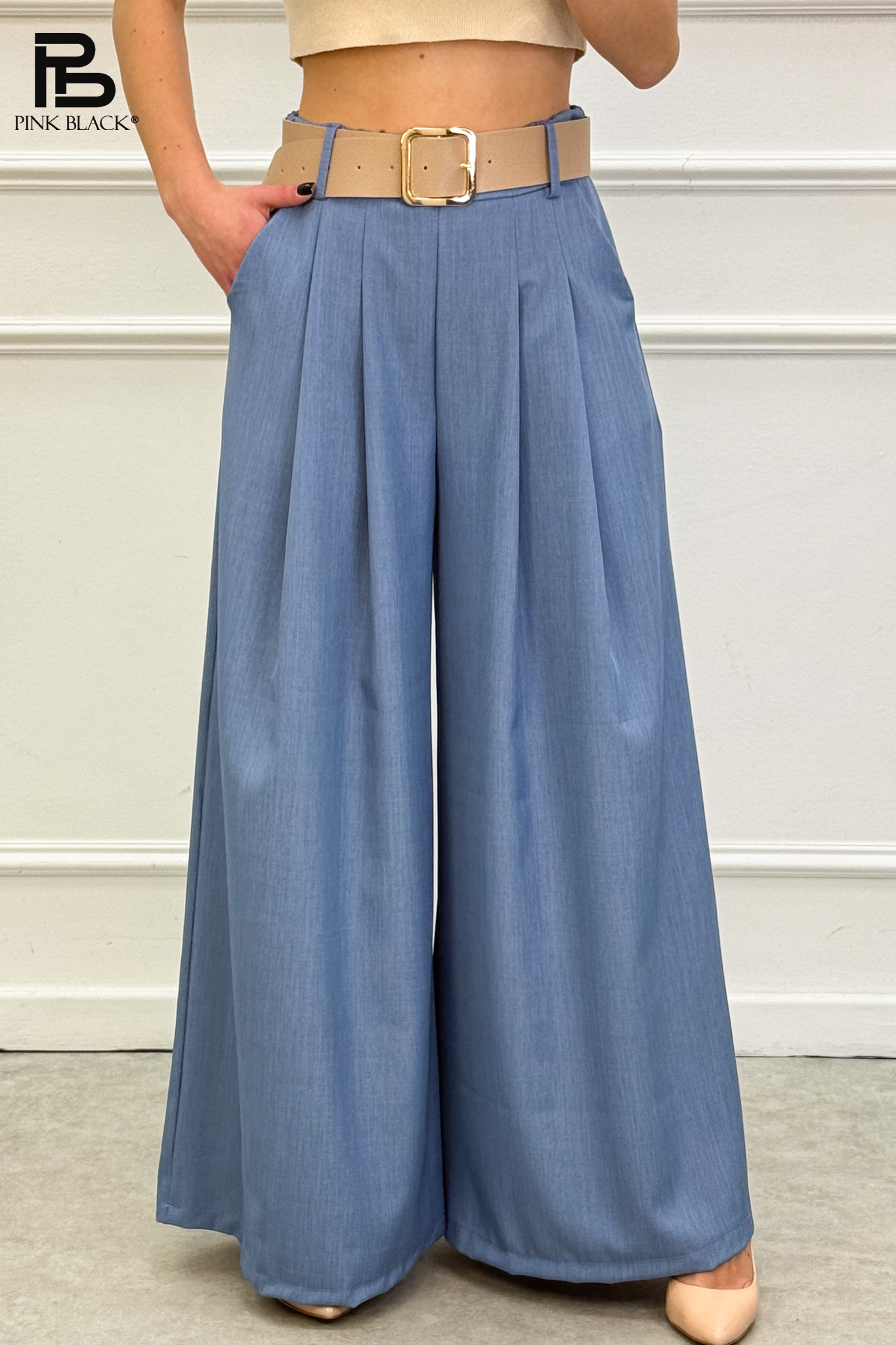 Wide-Leg-Hose mit Gürtel