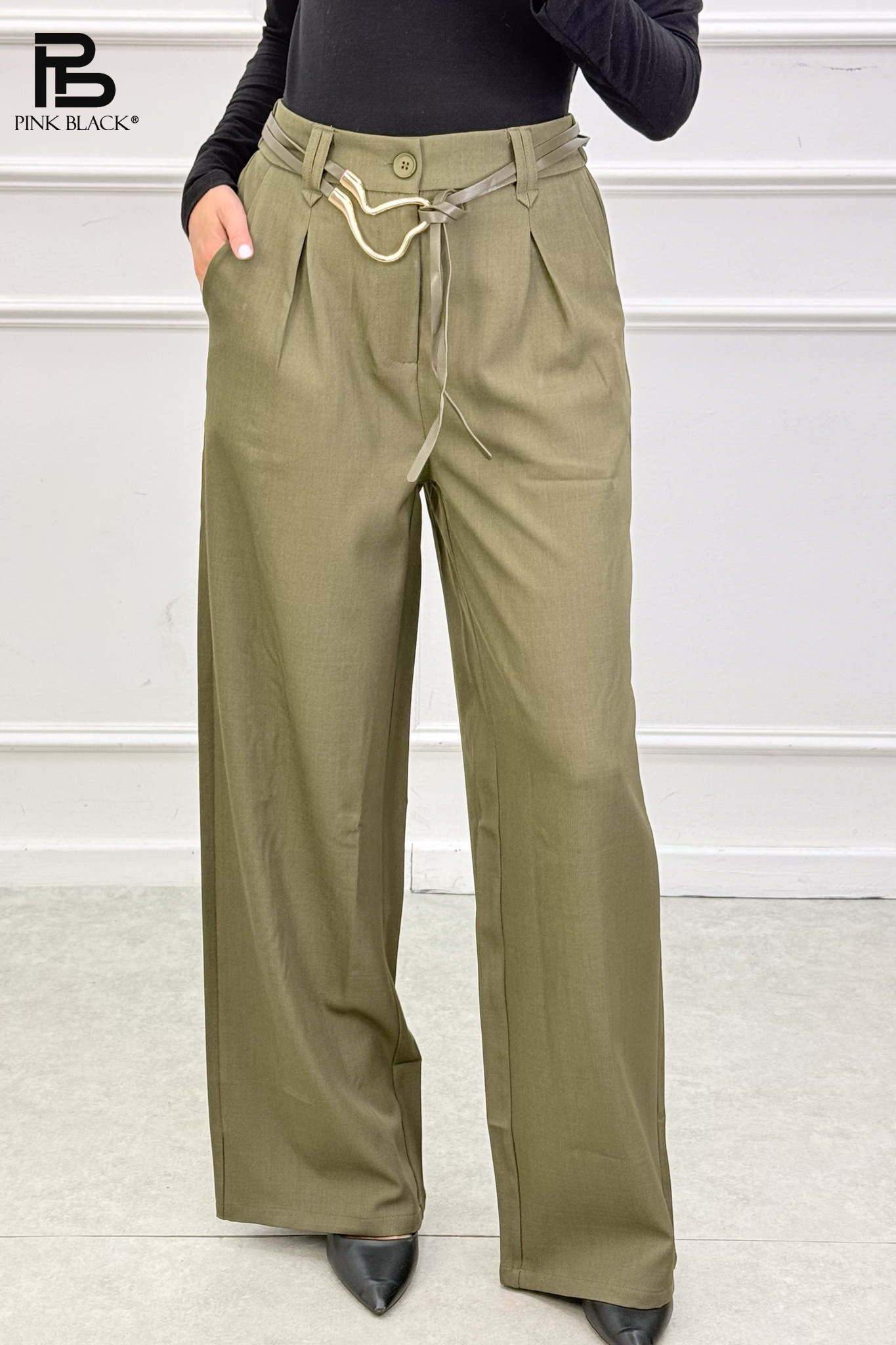 Wide-Leg Hose mit Gürtel
