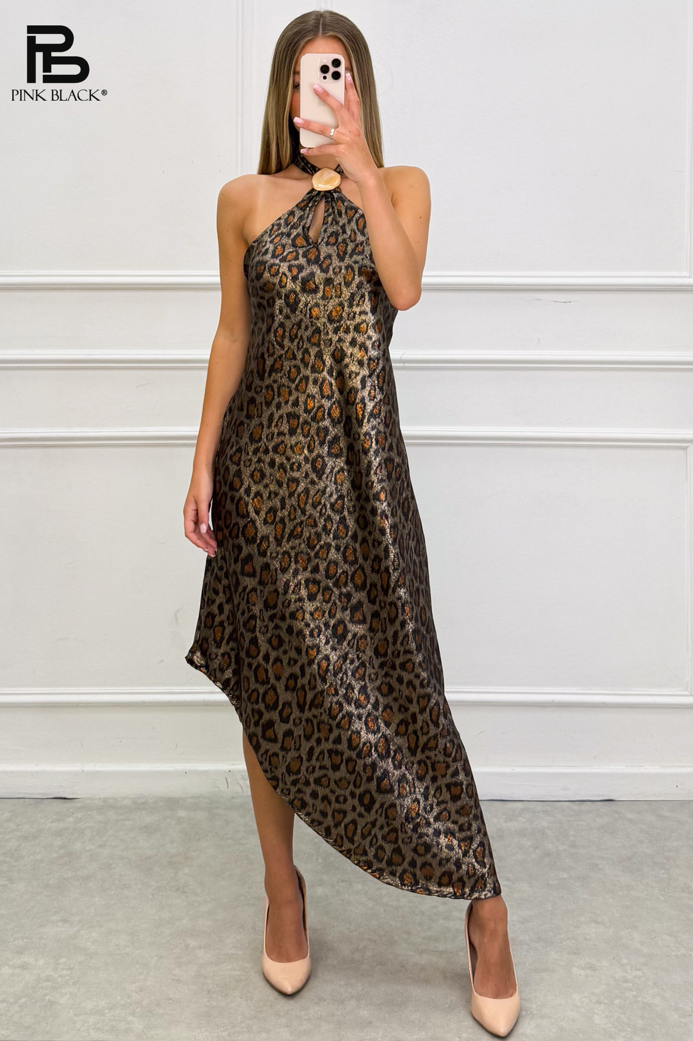 A-Linien Midi-Kleid mit Neckholder