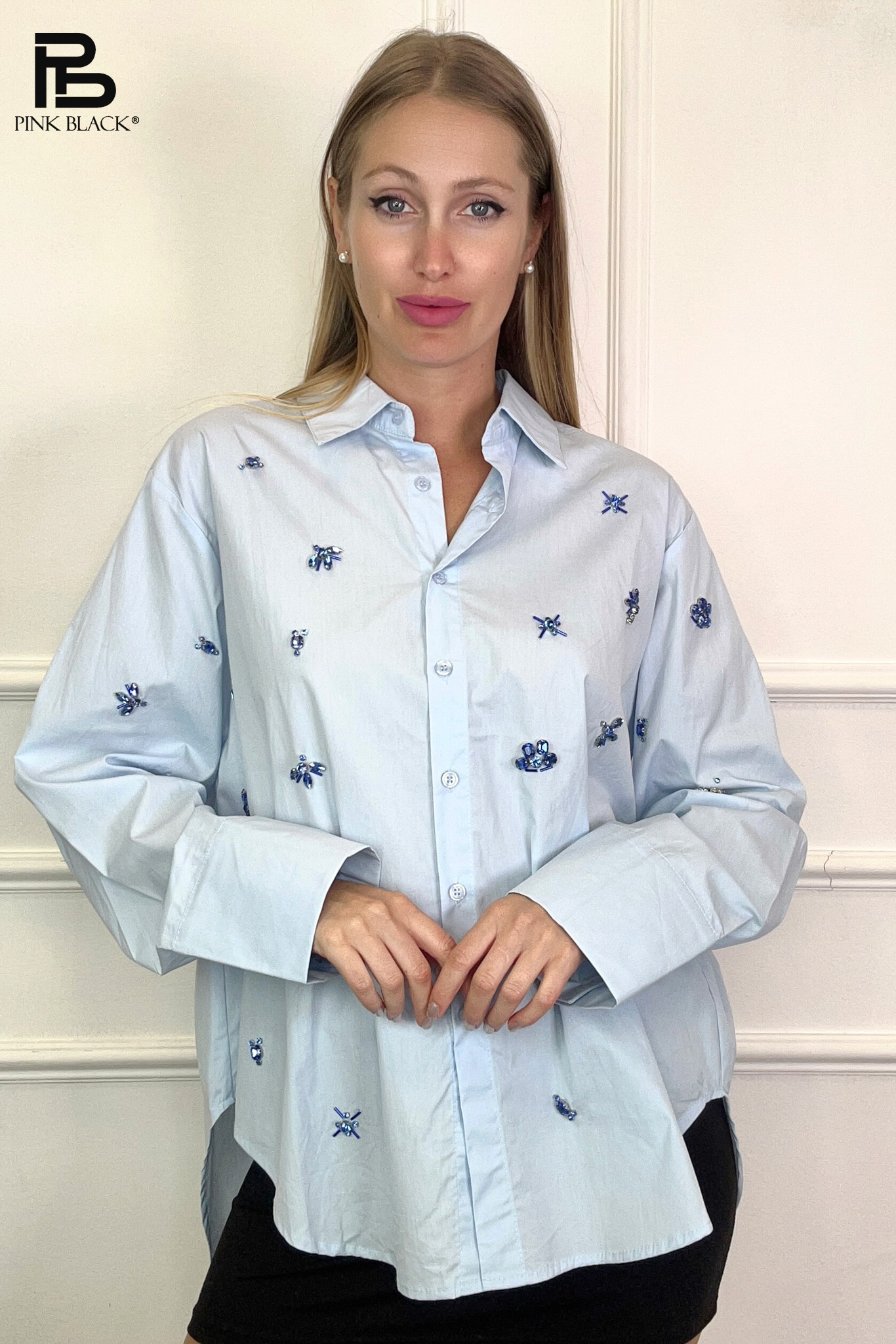 Oversize-Hemd mit Stickerei