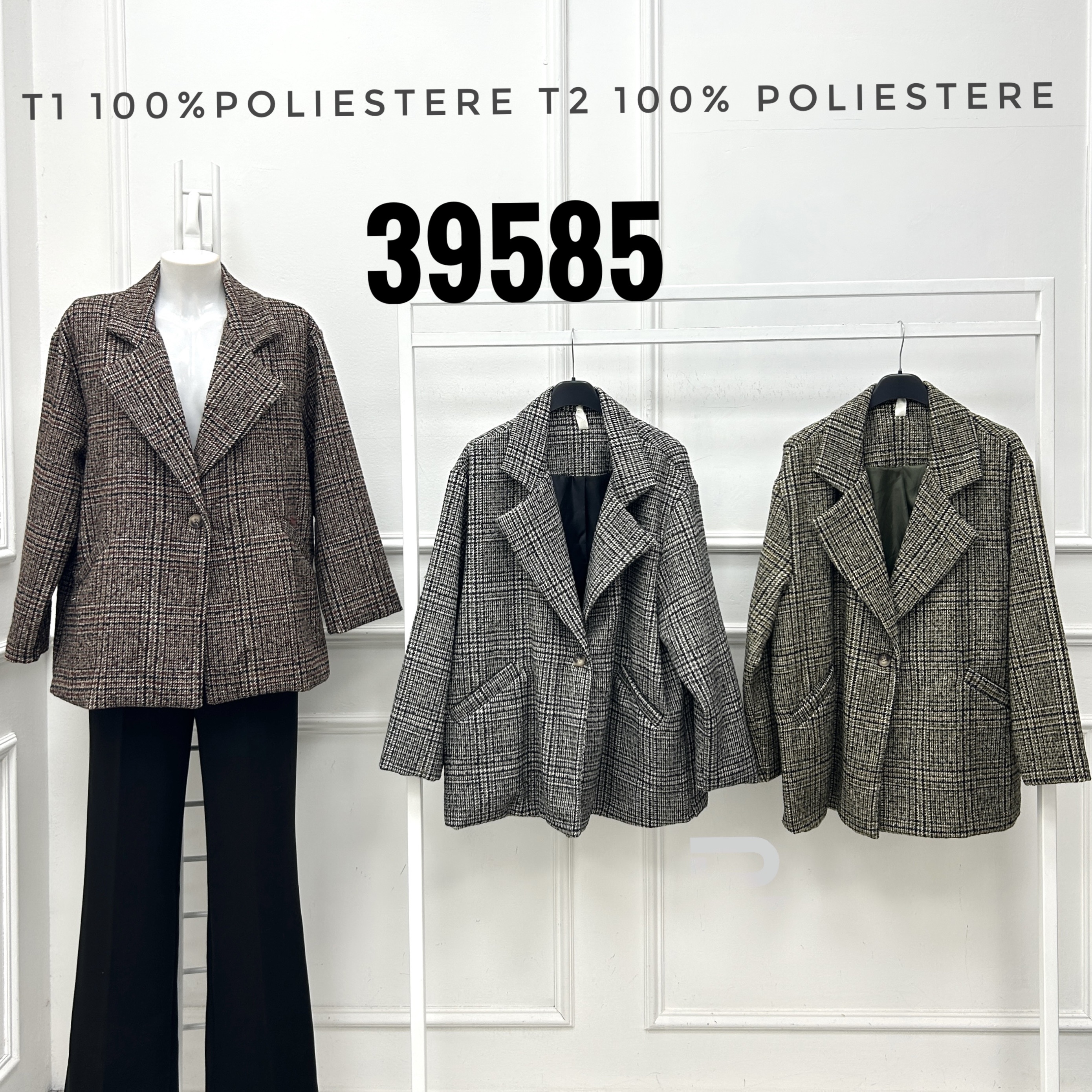 Gerade Jacke mit Karomuster
