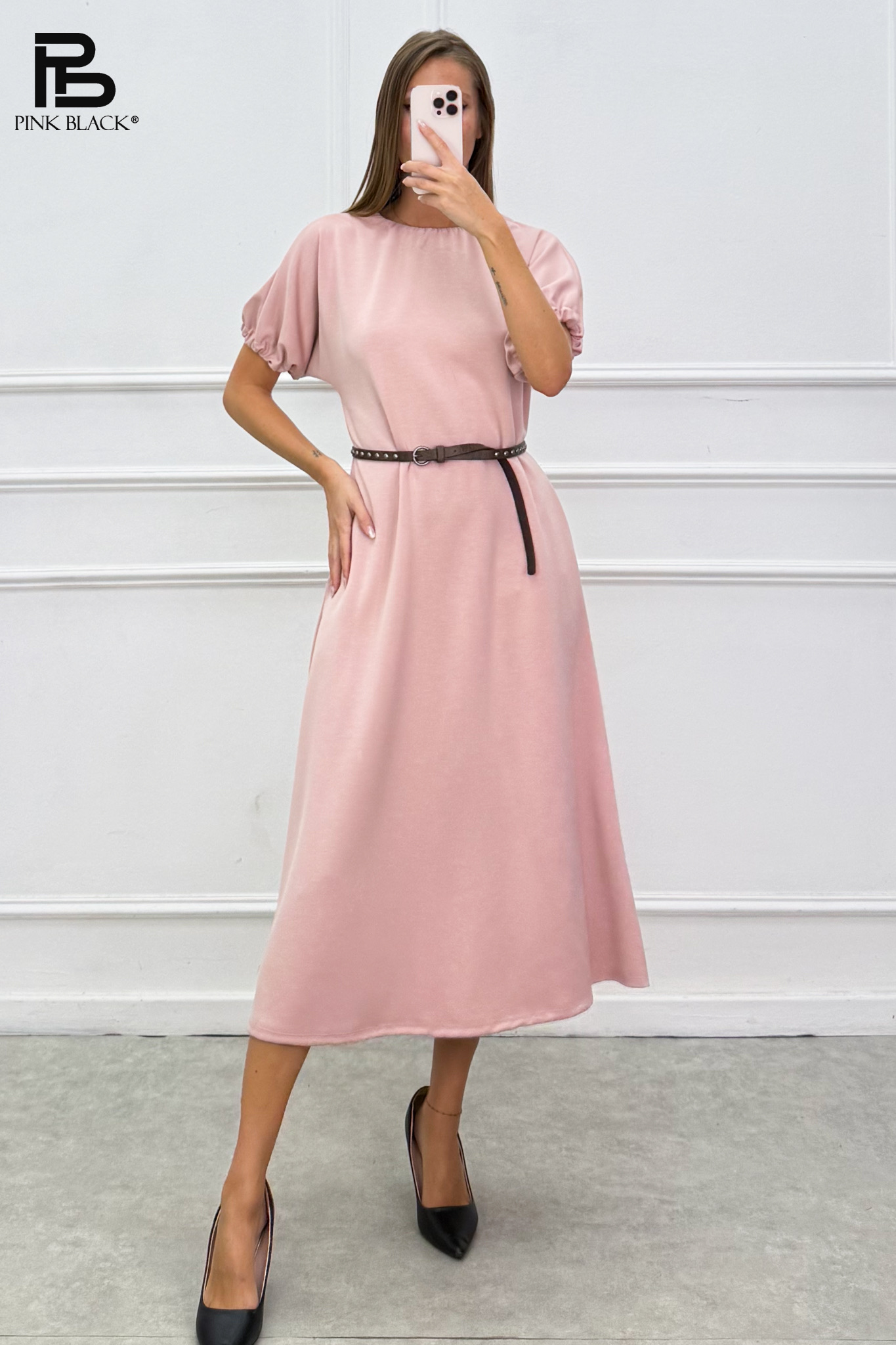 A‑Linien Kleid mit Gürtel