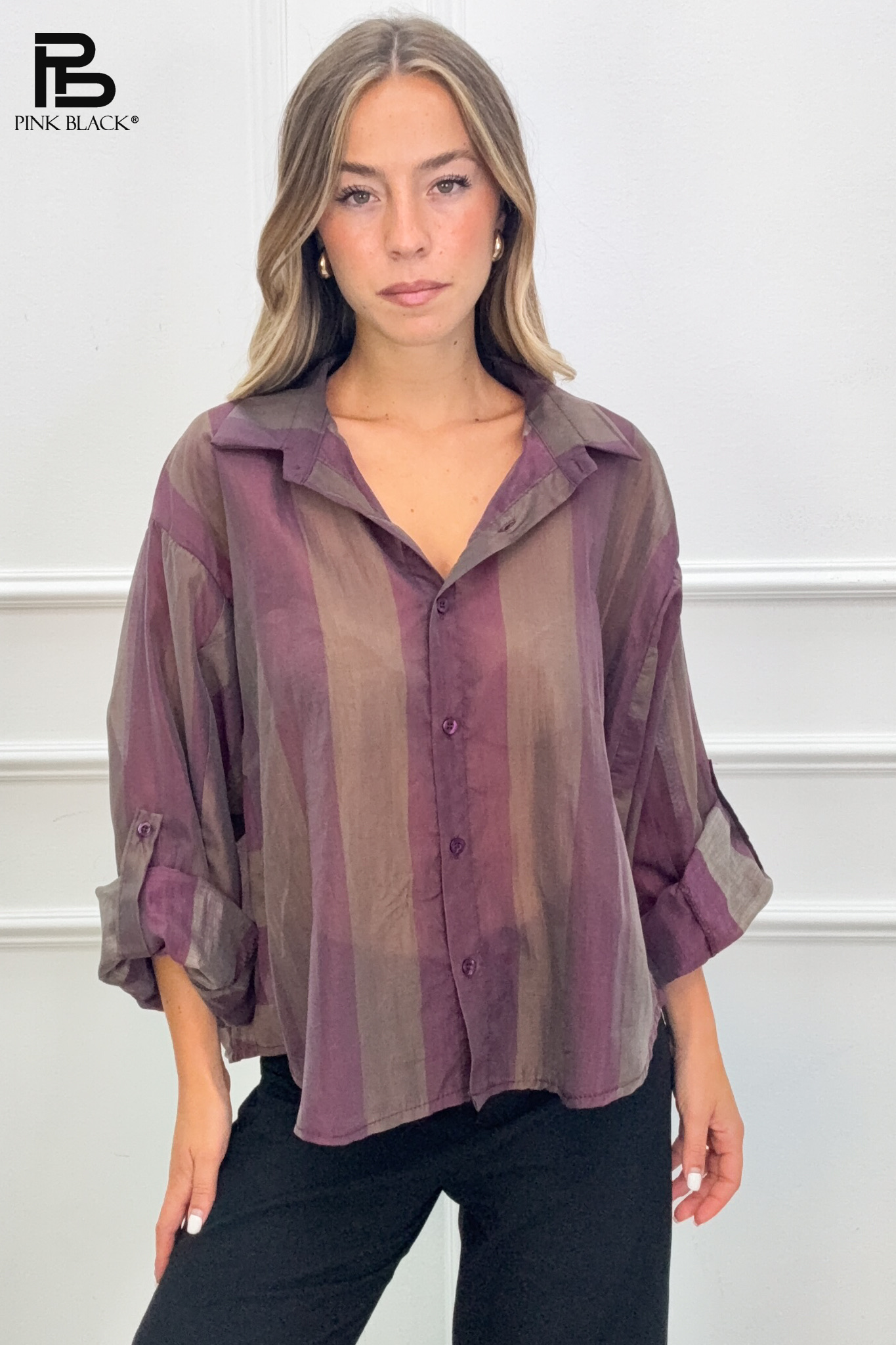 Oversize-Bluse mit vertikalen Streifen